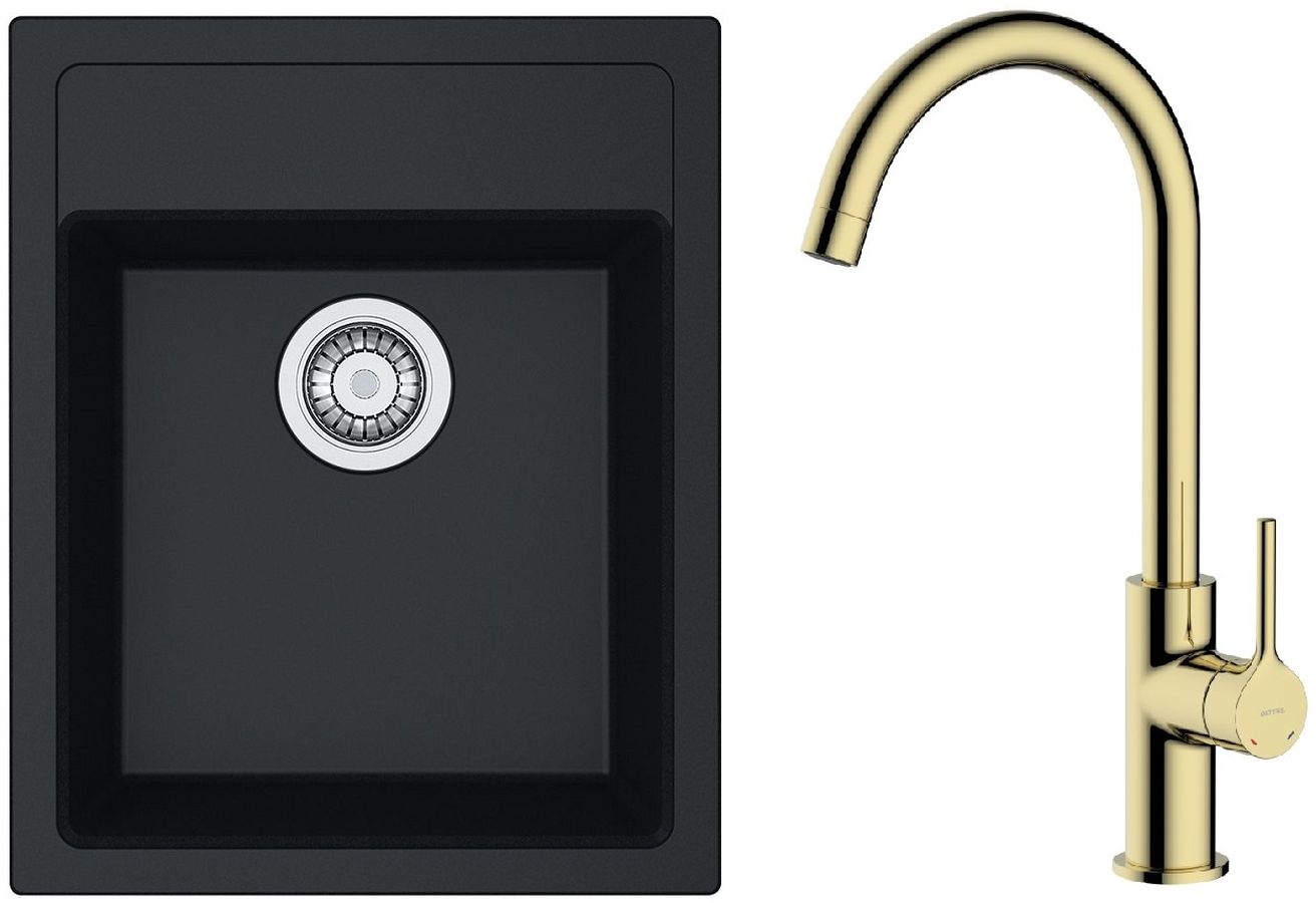 Conjunto fregadero Tectonite Franke Sirius 114.0496.104, grifo de cocina Oltens Skafta 35206800