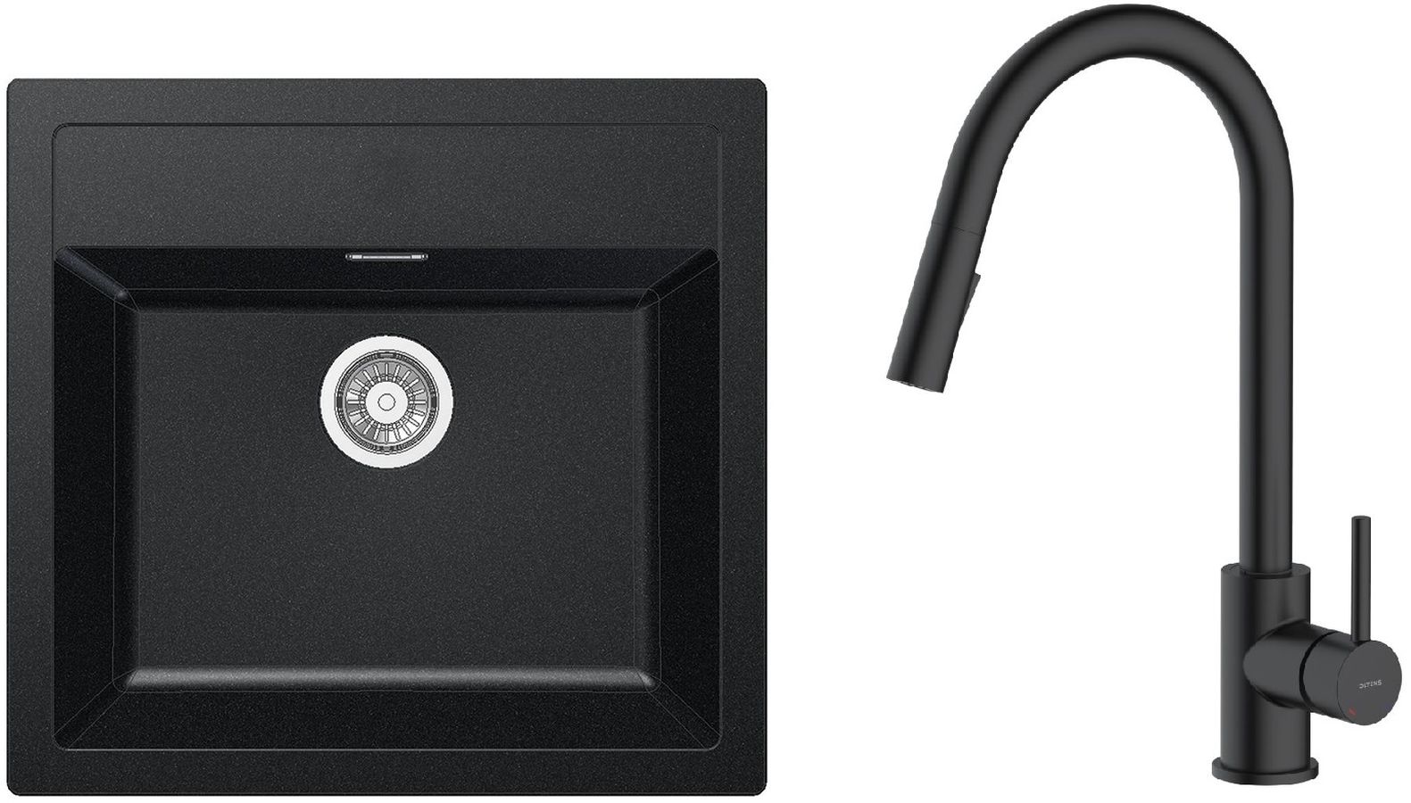 Conjunto grifo de cocina Oltens Litla 35204300, fregadero Tectonite Franke Sirius 114.0205.049