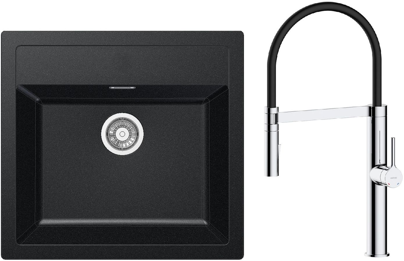 Conjunto grifo de cocina Oltens Borga 35207100, fregadero Tectonite Franke Sirius 114.0205.049