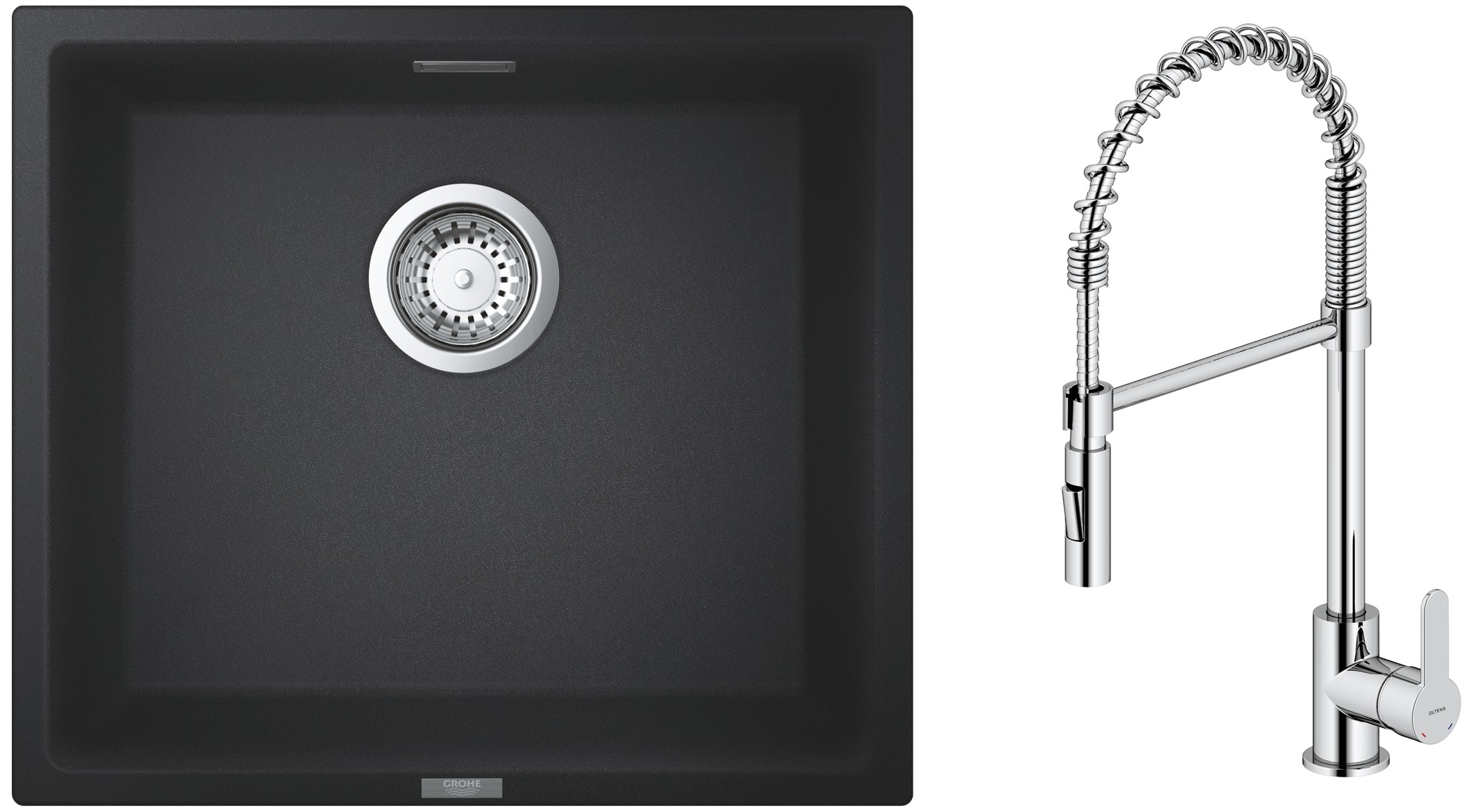 Conjunto grifo de cocina Oltens Duf 35203100, fregadero de granito Grohe K700 31653AP0