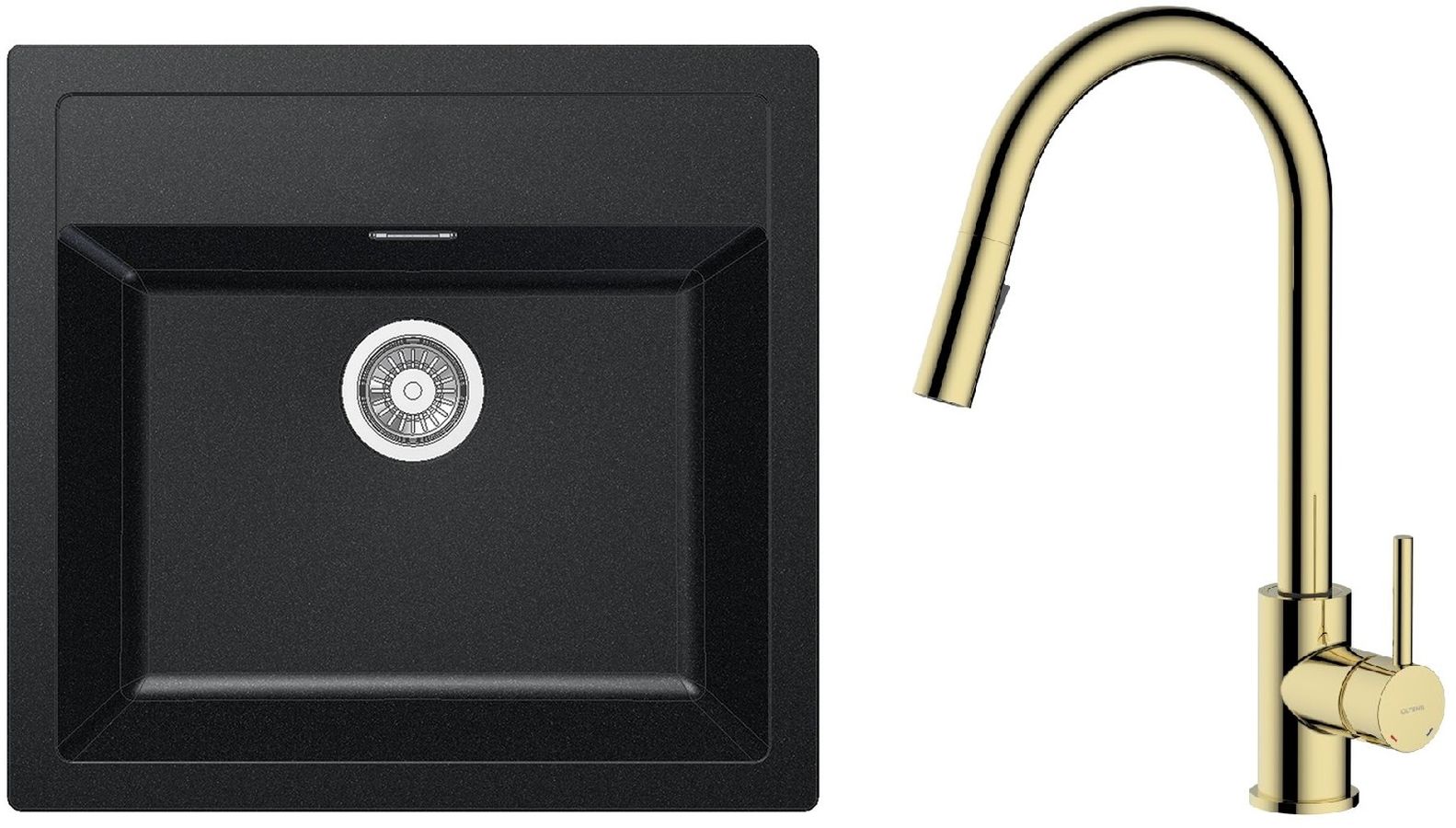 Conjunto grifo de cocina Oltens Litla 35204800, fregadero Tectonite Franke Sirius 114.0205.049