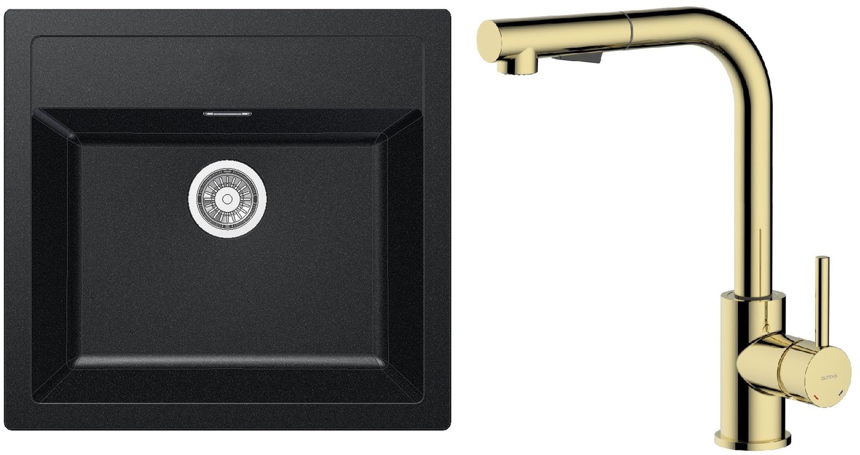 Conjunto grifo de cocina Oltens Myvat 35205800, fregadero Tectonite Franke Sirius 114.0205.049