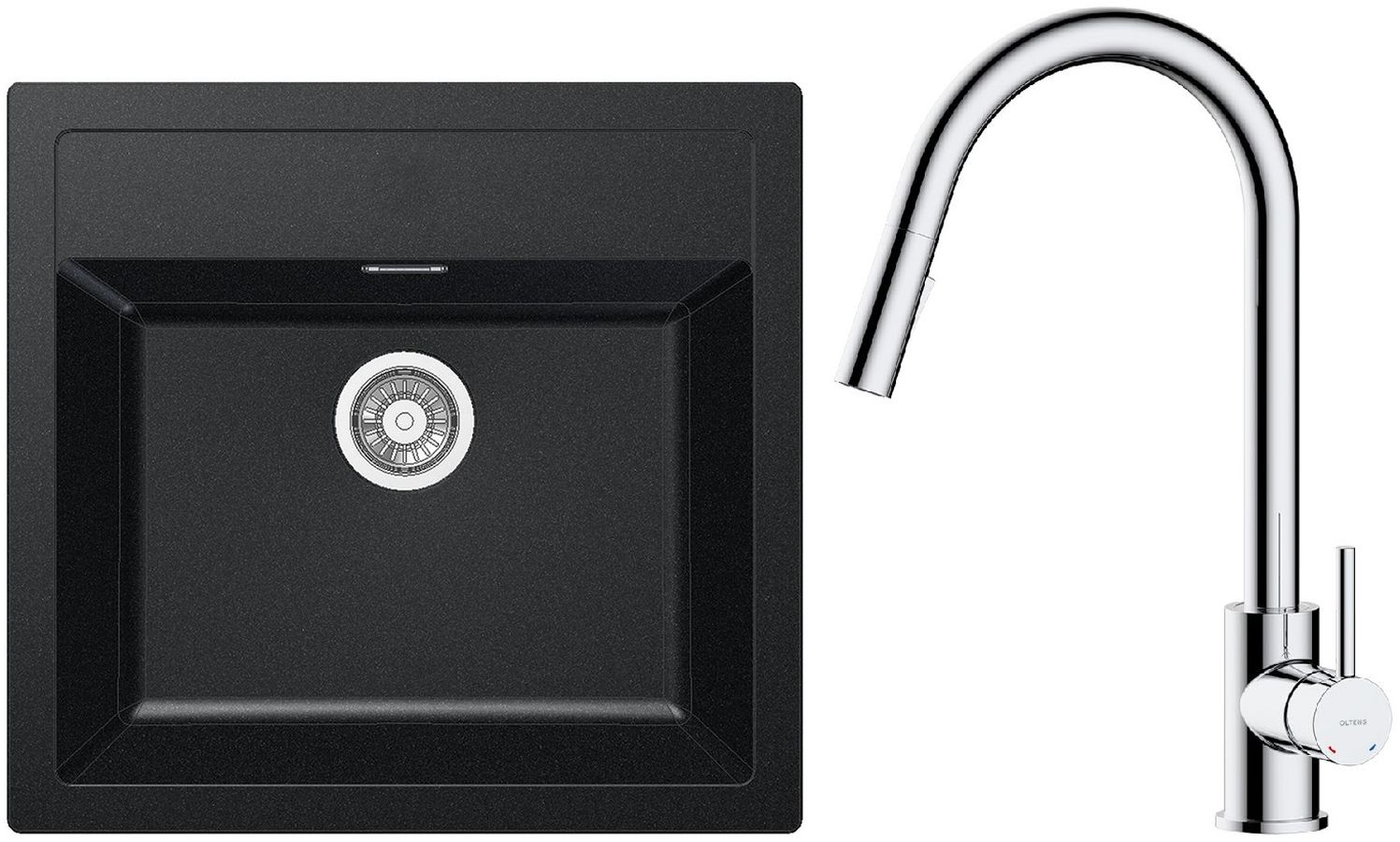 Conjunto fregadero Tectonite Franke Sirius 114.0205.049, grifo de cocina Oltens Litla 35204100