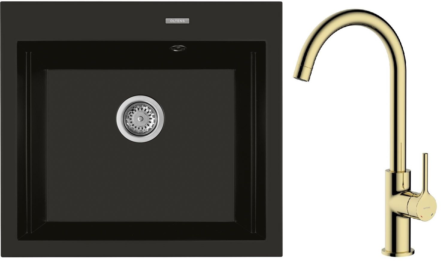 Conjunto fregadero de granito Oltens Gravan 72000300, grifo de cocina Oltens Skafta 35206800