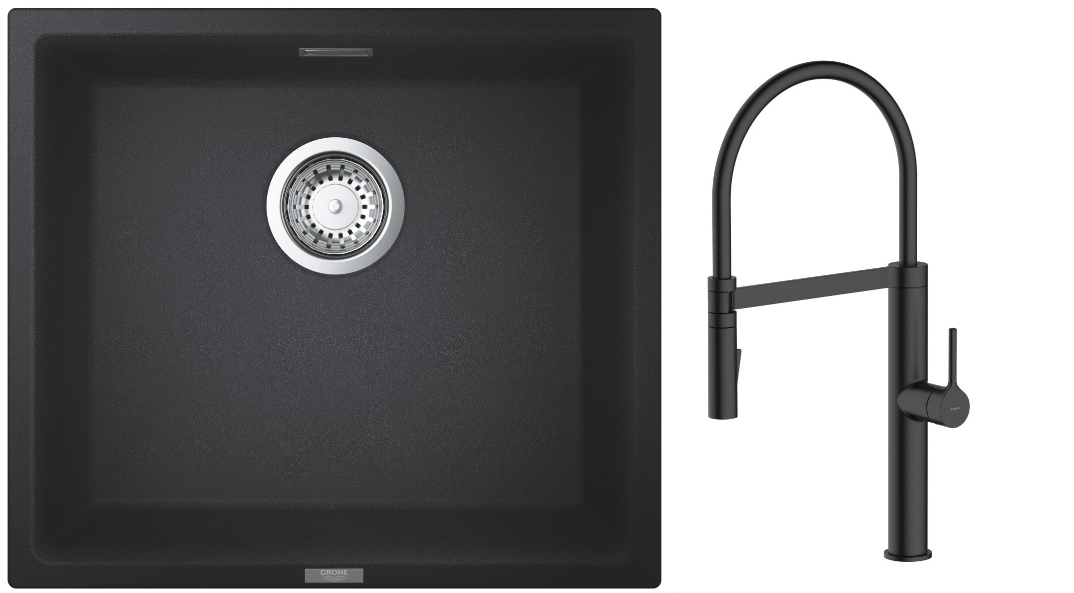Conjunto grifo de cocina Oltens Borga 35207300, fregadero de granito Grohe K700 31653AP0