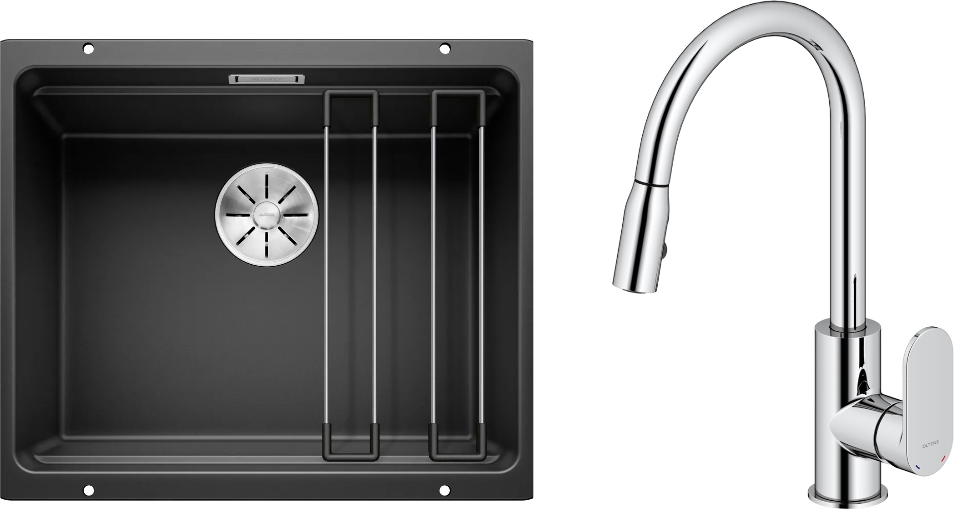 Conjunto fregadero de granito Blanco Etagon 500-U 525887, grifo de cocina Oltens Lista 35202100