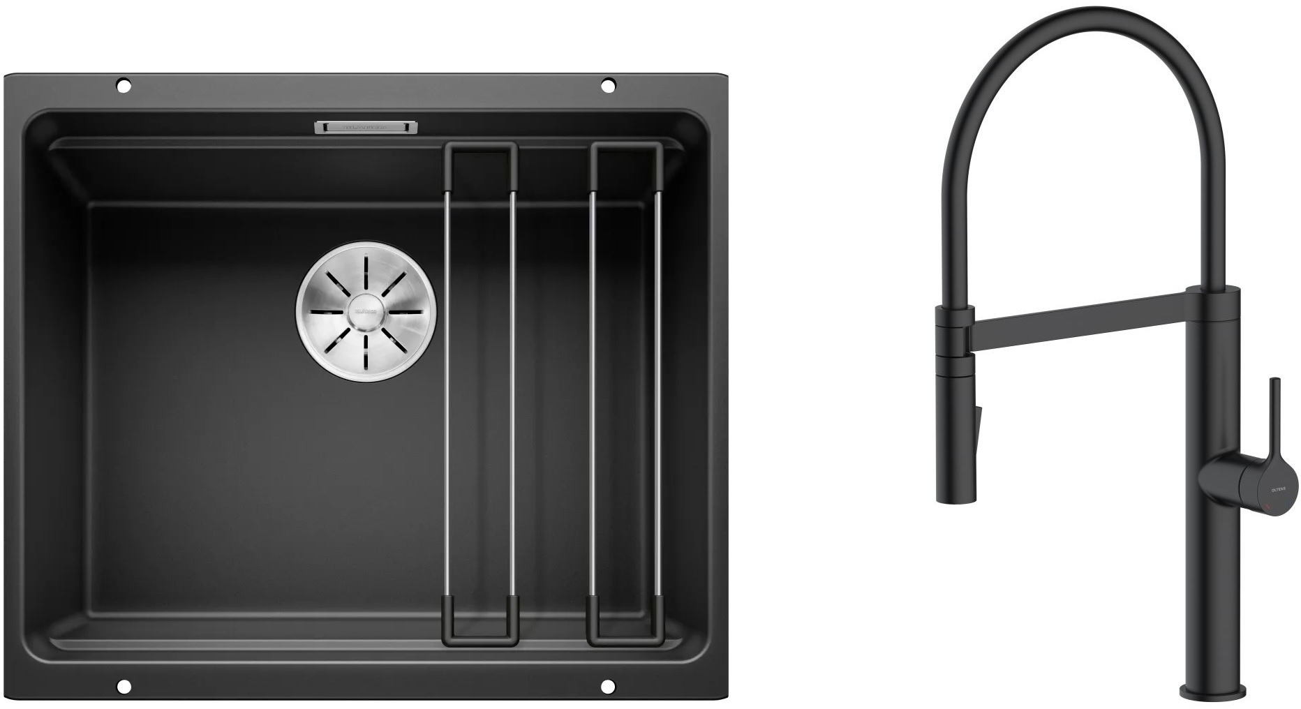 Conjunto fregadero de granito Blanco Etagon 500-U 525887, grifo de cocina Oltens Borga 35207300