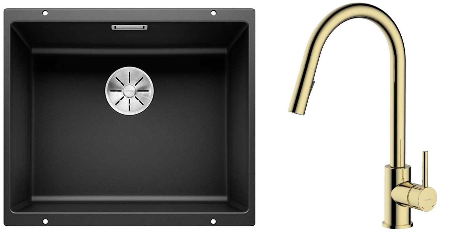 Conjunto fregadero de granito Blanco Subline 500-U 525995, grifo de cocina Oltens Litla 35204800
