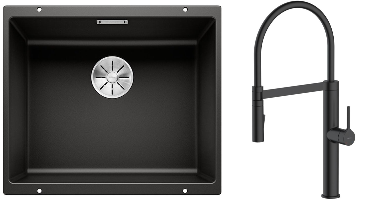 Conjunto fregadero de granito Blanco Subline 500-U 525995, grifo de cocina Oltens Borga 35207300