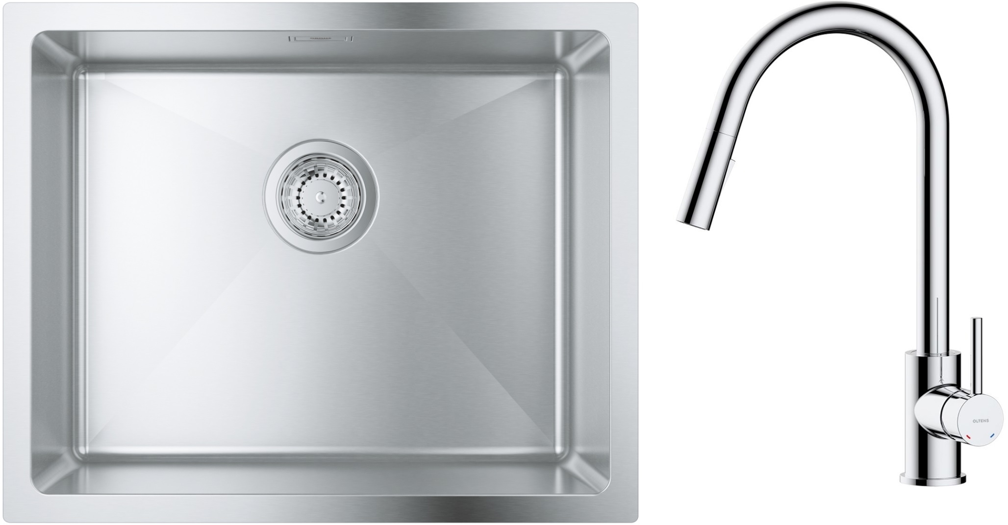 Conjunto fregadero de acero Grohe K700 31574SD1, grifo de cocina Oltens Litla 35204100