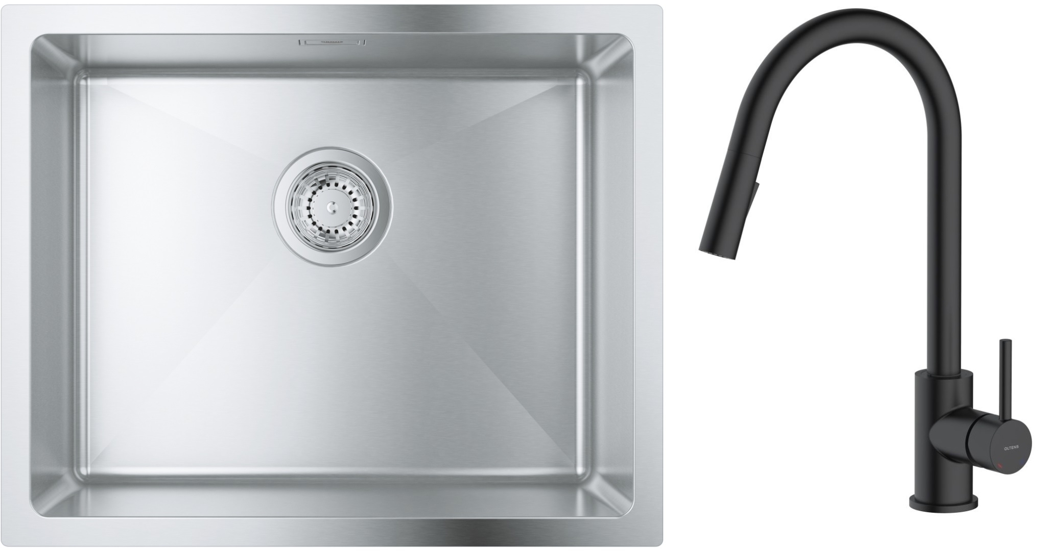 Conjunto fregadero de acero Grohe K700 31574SD1, grifo de cocina Oltens Litla 35204300