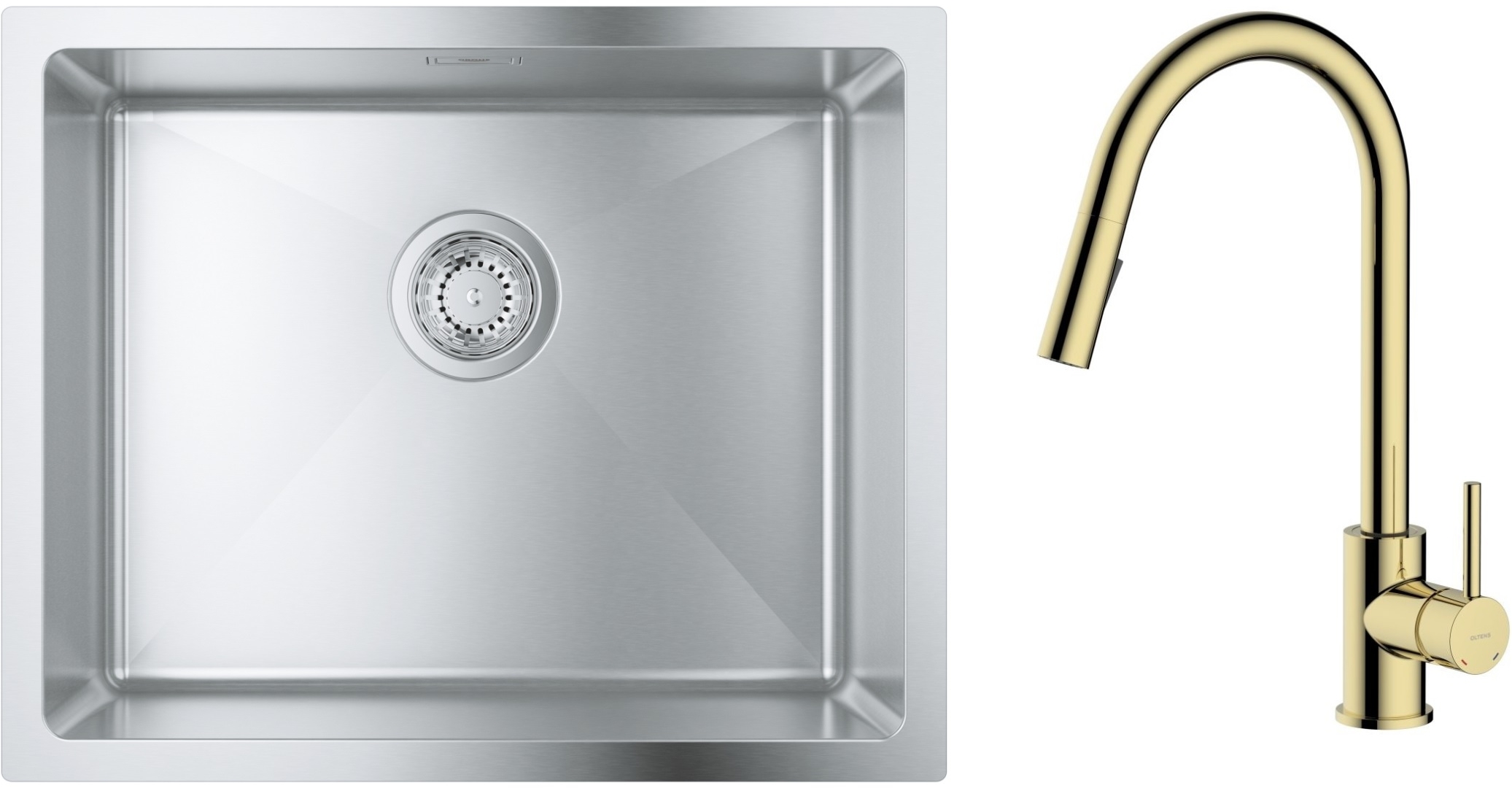 Conjunto fregadero de acero Grohe K700 31574SD1, grifo de cocina Oltens Litla 35204800
