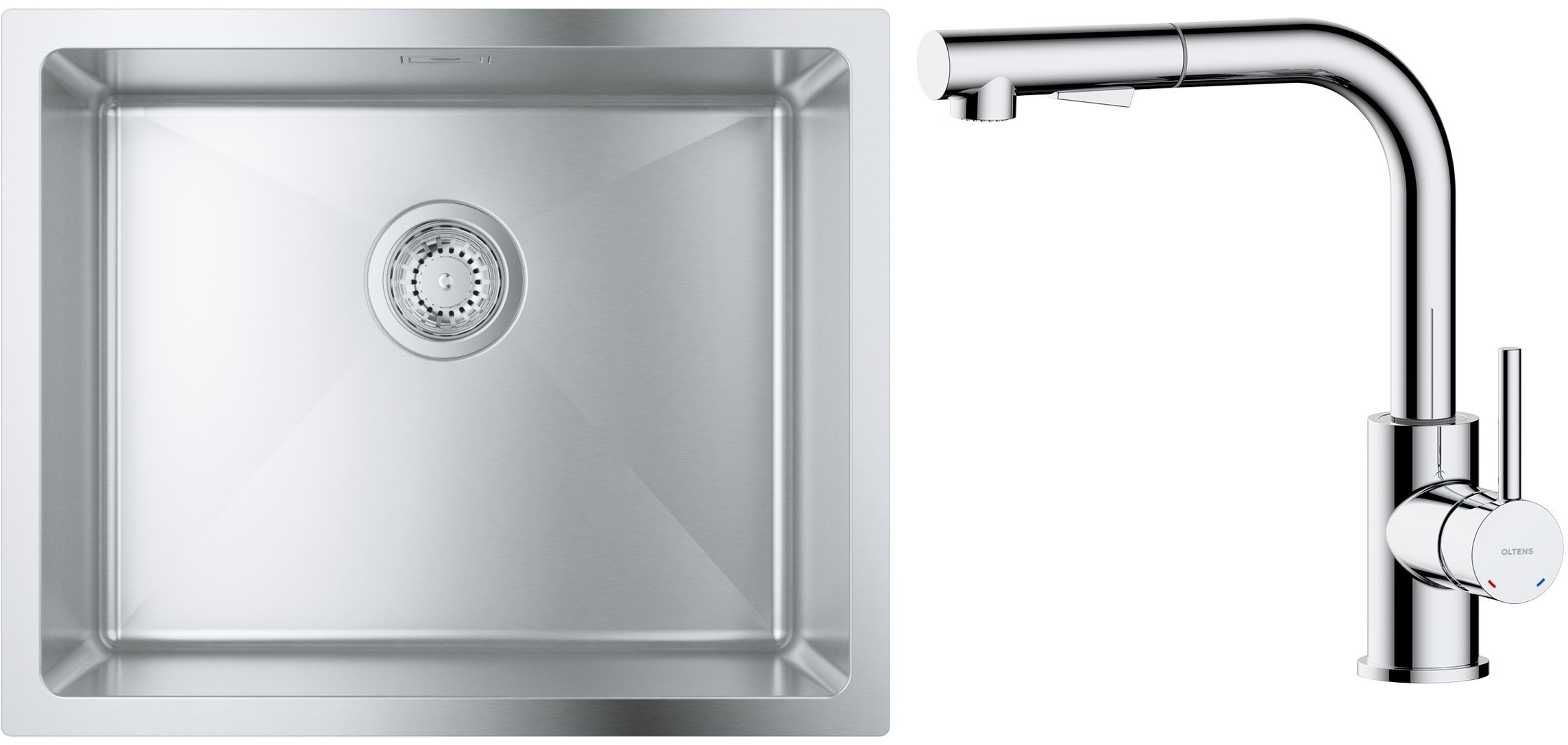 Conjunto fregadero de acero Grohe K700 31574SD1, grifo de cocina Oltens Myvat 35205100