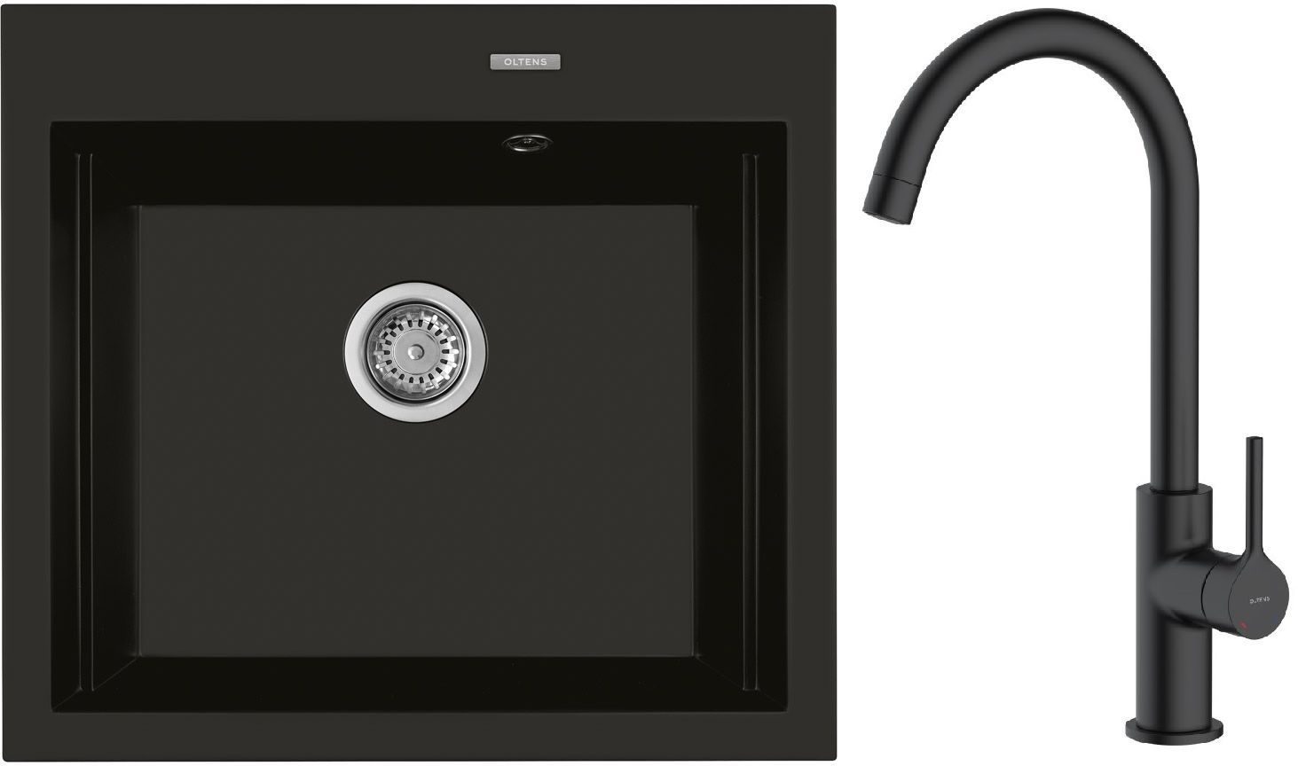 Conjunto fregadero de granito Oltens Gravan 72000300, grifo de cocina Oltens Skafta 35206300