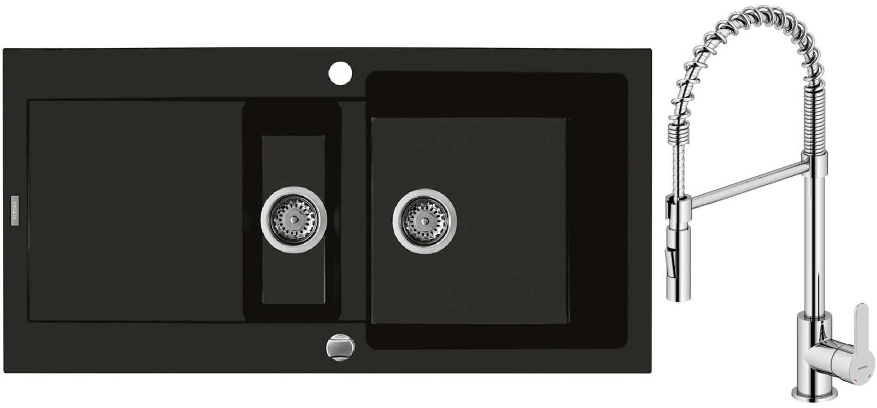Conjunto fregadero de granito Oltens Gravan 72300300, grifo de cocina Oltens Duf 35203100