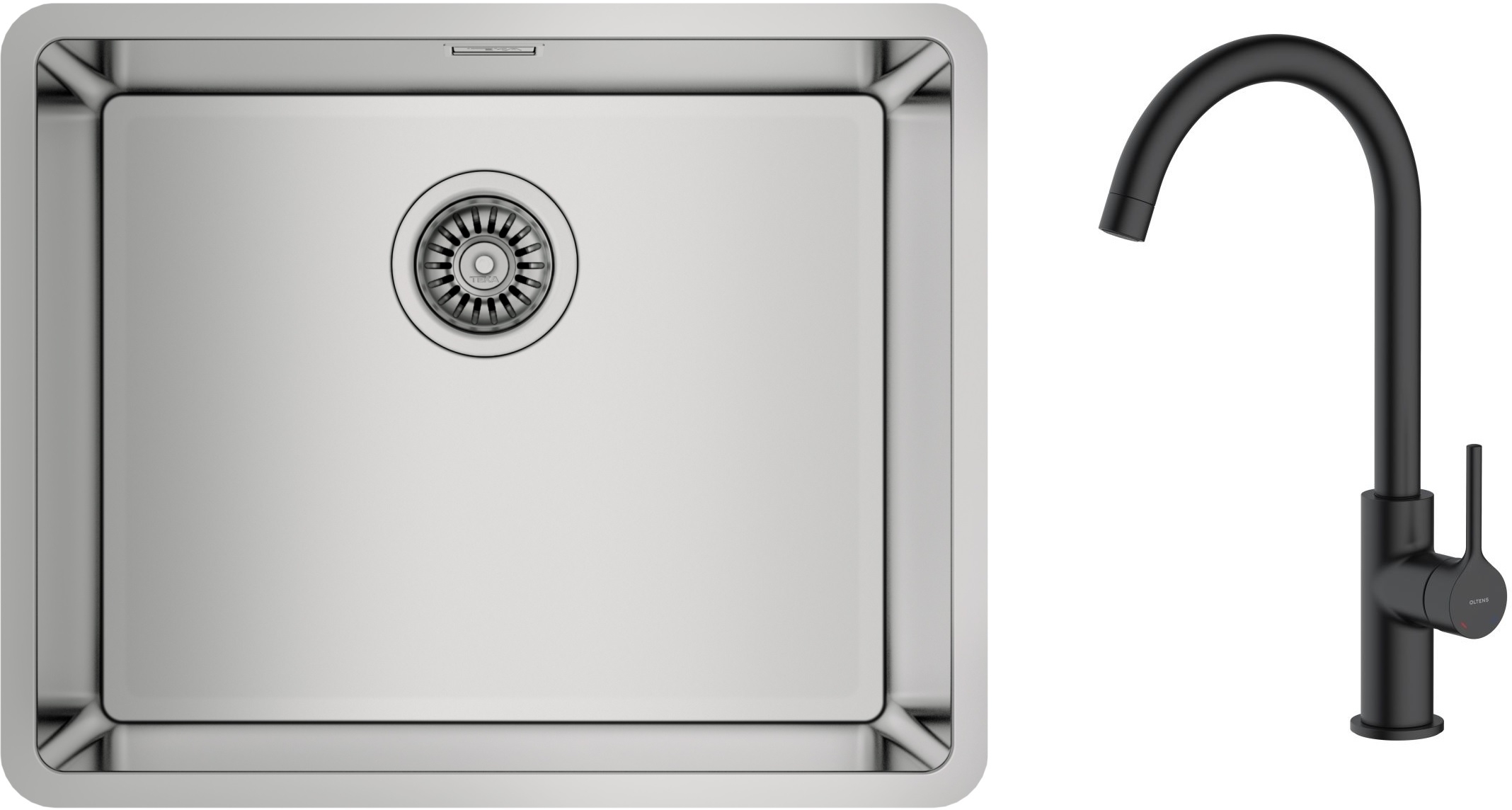 Conjunto fregadero de acero Teka Be Linea 115000005, grifo de cocina Oltens Skafta 35206300