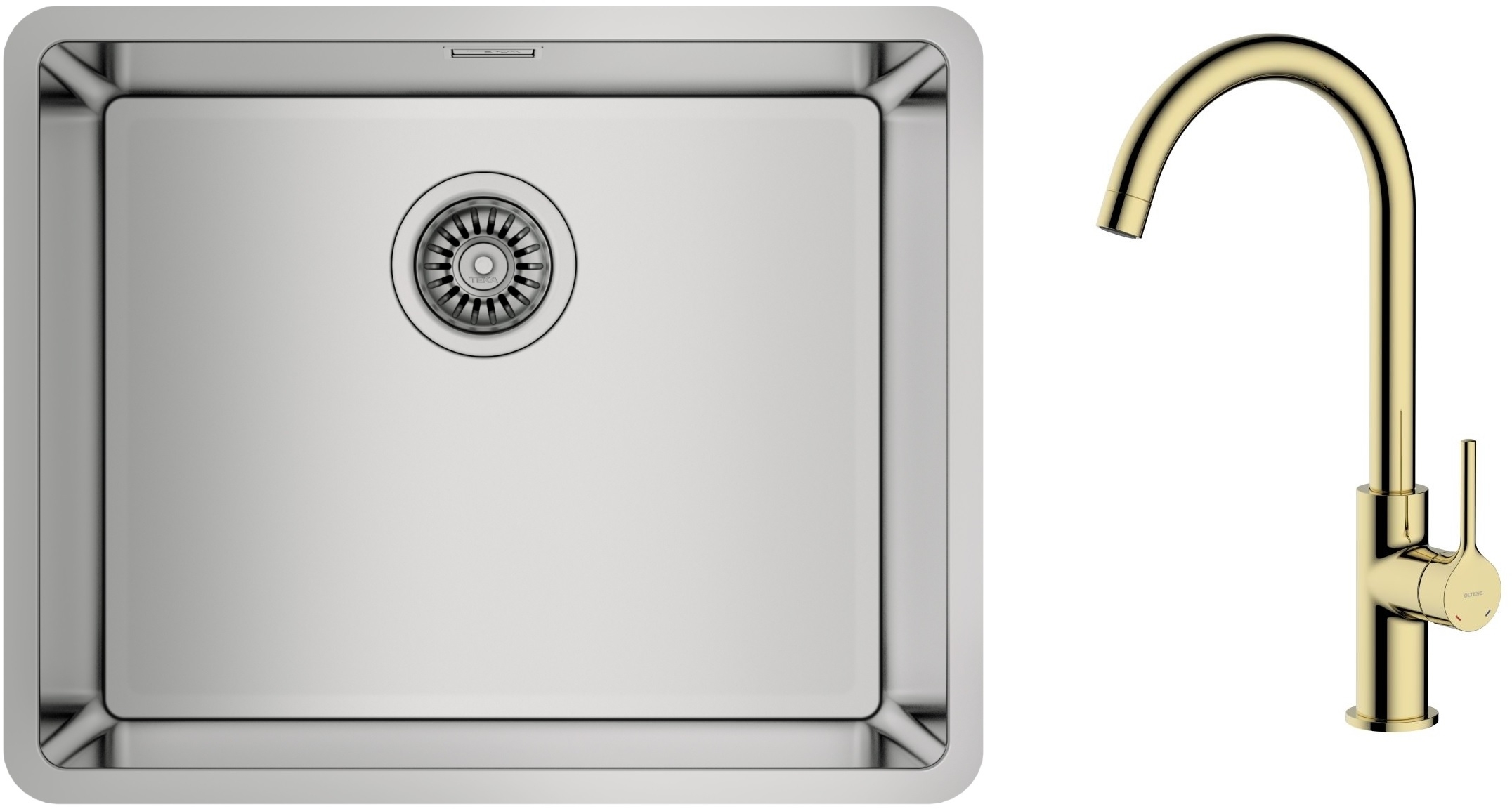 Conjunto fregadero de acero Teka Be Linea 115000005, grifo de cocina Oltens Skafta 35206800