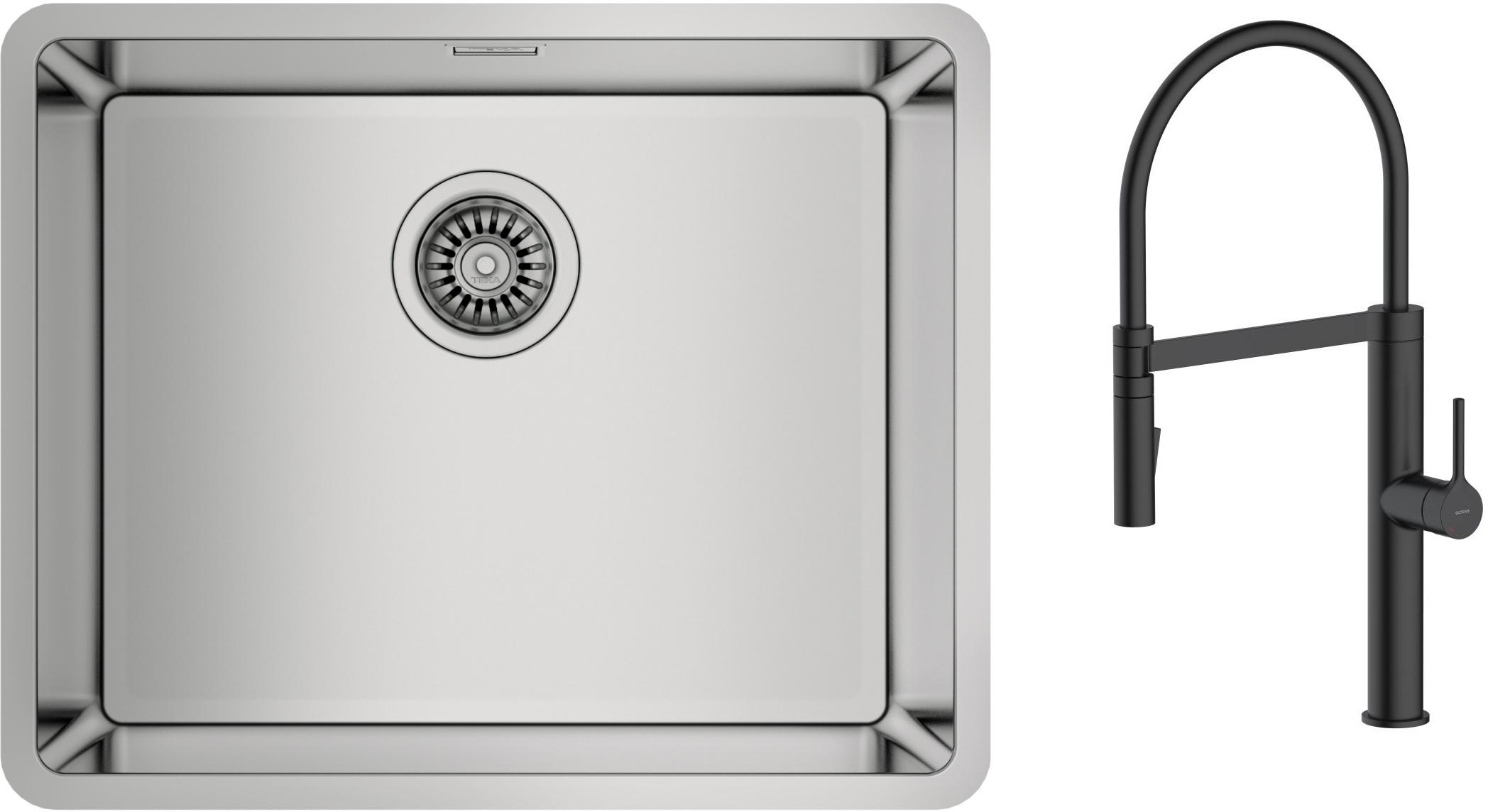 Conjunto grifo de cocina Oltens Borga 35207300, fregadero de acero Teka Be Linea 115000005