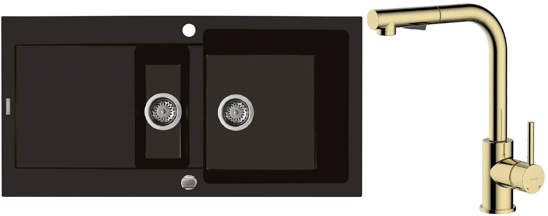 Conjunto fregadero de granito Oltens Gravan 72300300, grifo de cocina Oltens Myvat 35205800