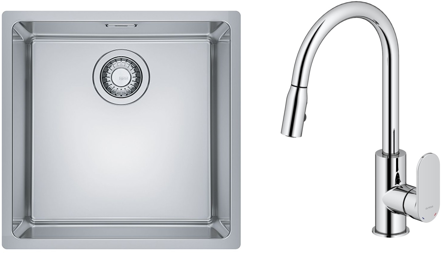 Conjunto fregadero de acero Franke Maris 122.0525.224, grifo de cocina Oltens Lista 35202100