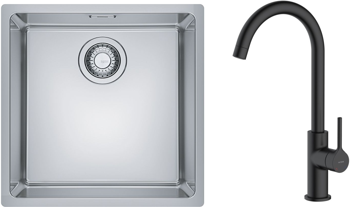 Conjunto fregadero de acero Franke Maris 122.0525.224, grifo de cocina Oltens Skafta 35206300