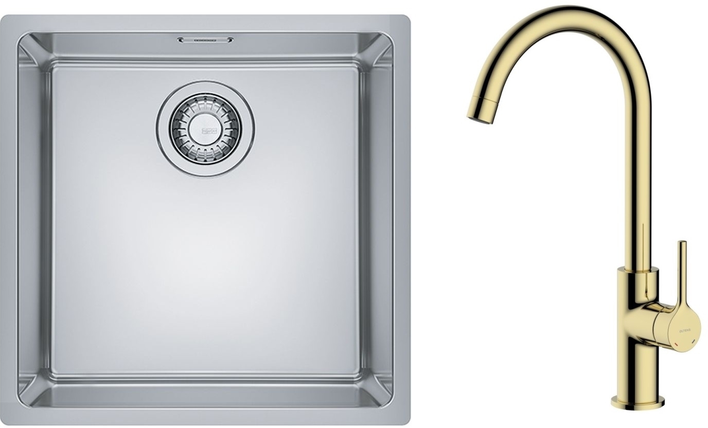 Conjunto fregadero de acero Franke Maris 122.0525.224, grifo de cocina Oltens Skafta 35206800