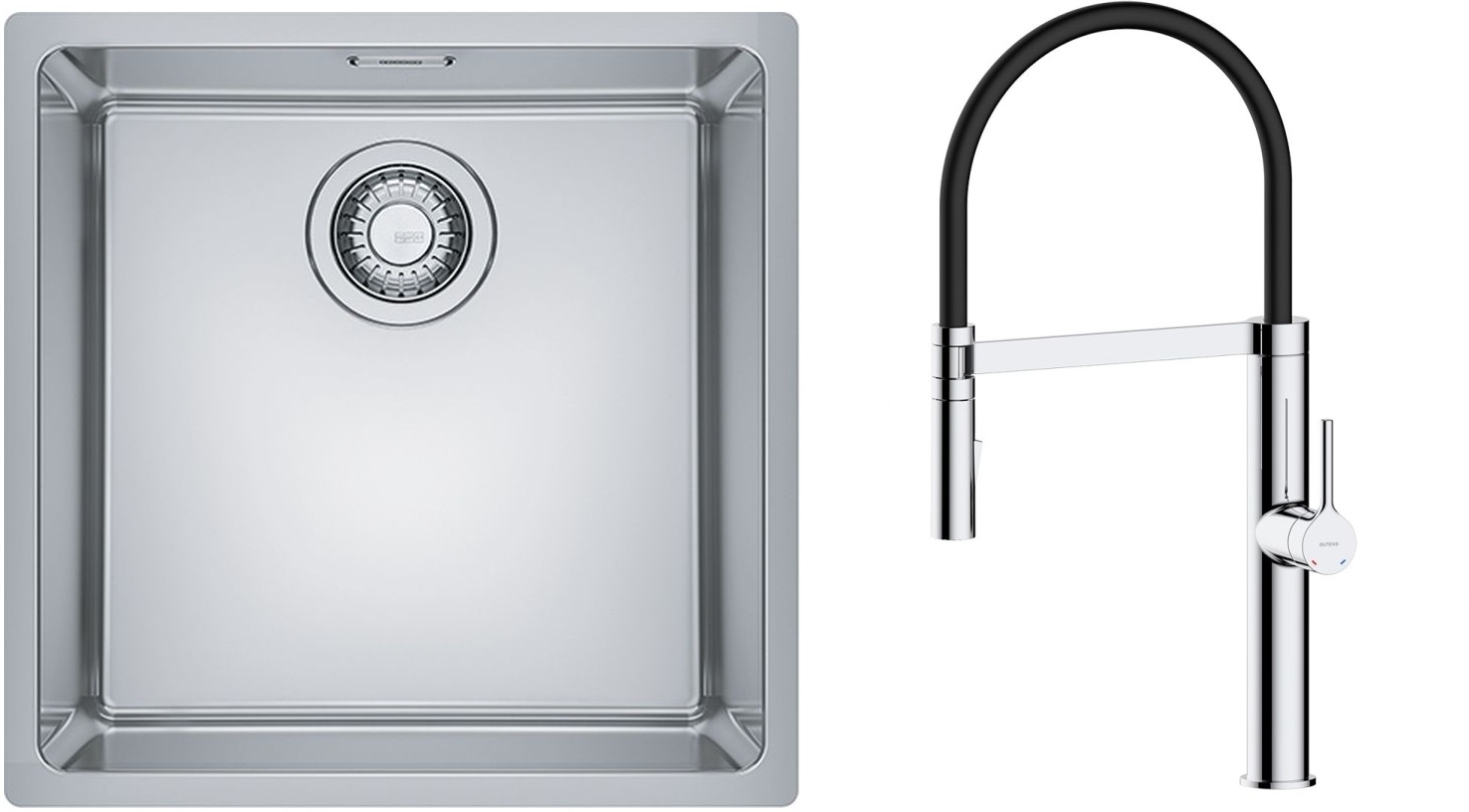 Conjunto fregadero de acero Franke Maris 122.0525.224, grifo de cocina Oltens Borga 35207100