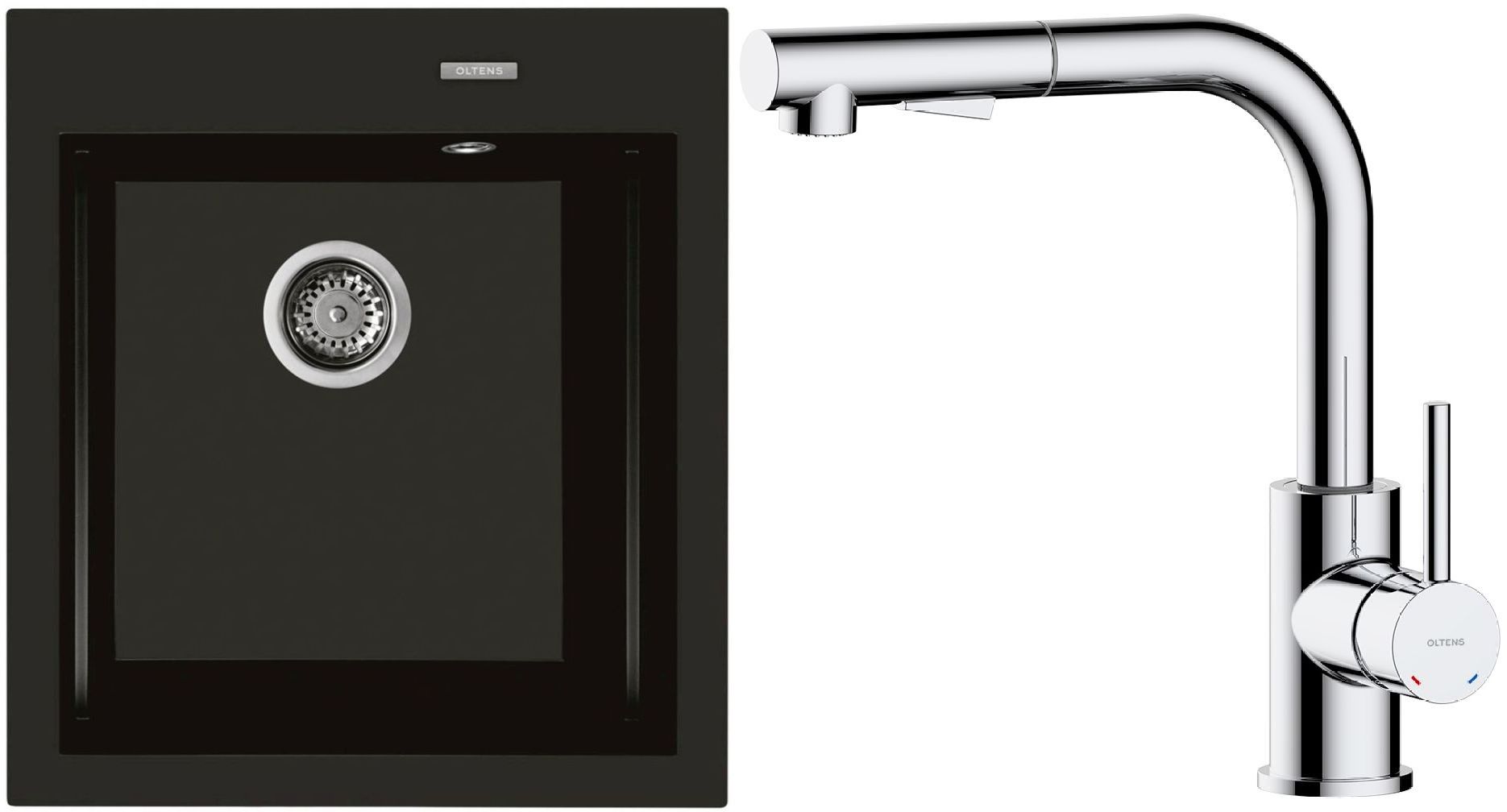 Conjunto fregadero de granito Oltens Gravan 72001300, grifo de cocina Oltens Myvat 35205100
