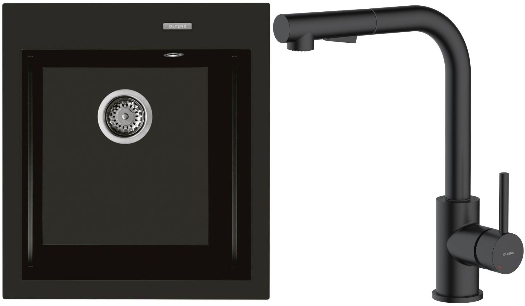 Conjunto grifo de cocina Oltens Myvat 35205300, fregadero de granito Oltens Gravan 72001300