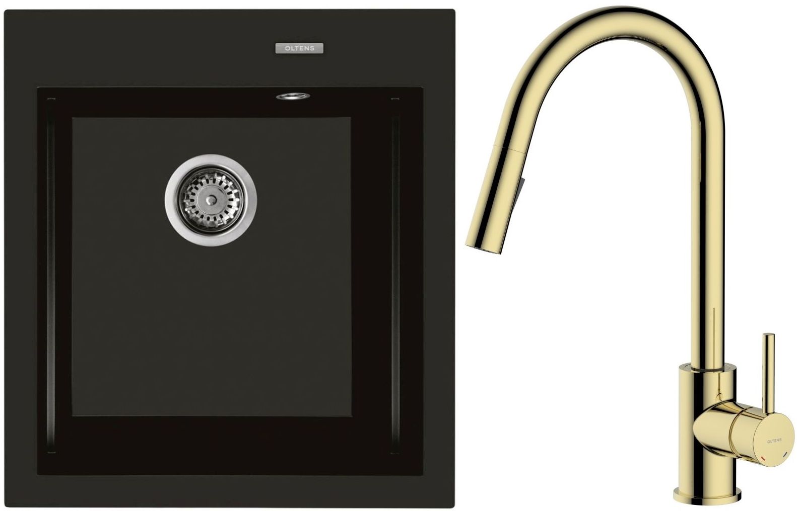 Conjunto grifo de cocina Oltens Litla 35204800, fregadero de granito Oltens Gravan 72001300