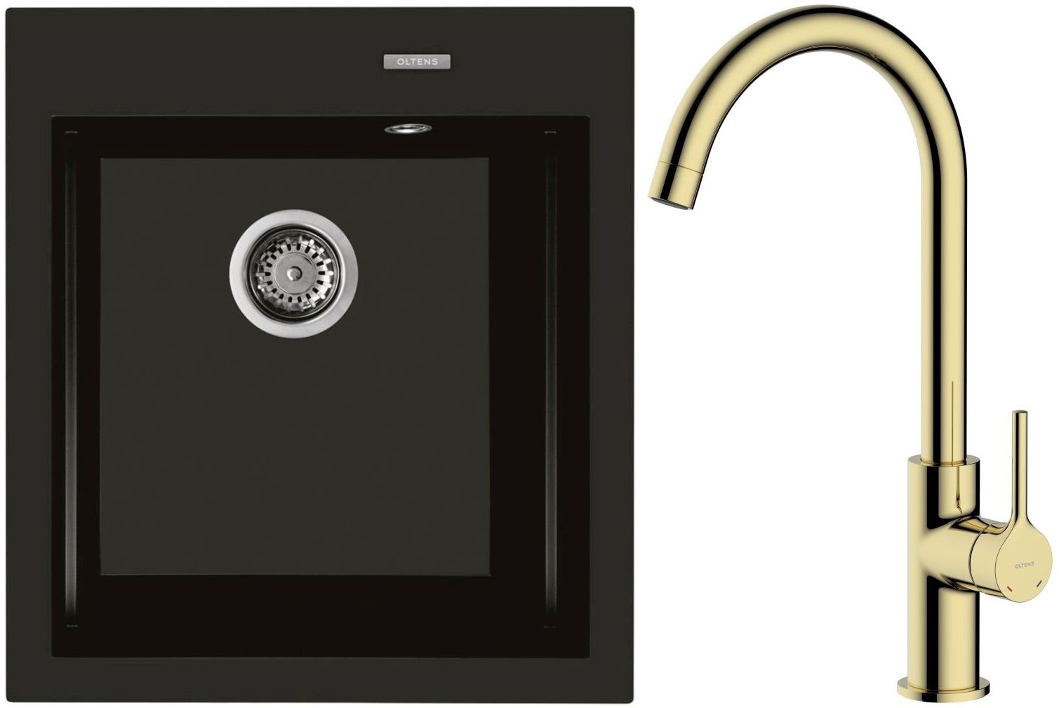 Conjunto fregadero de granito Oltens Gravan 72001300, grifo de cocina Oltens Skafta 35206800