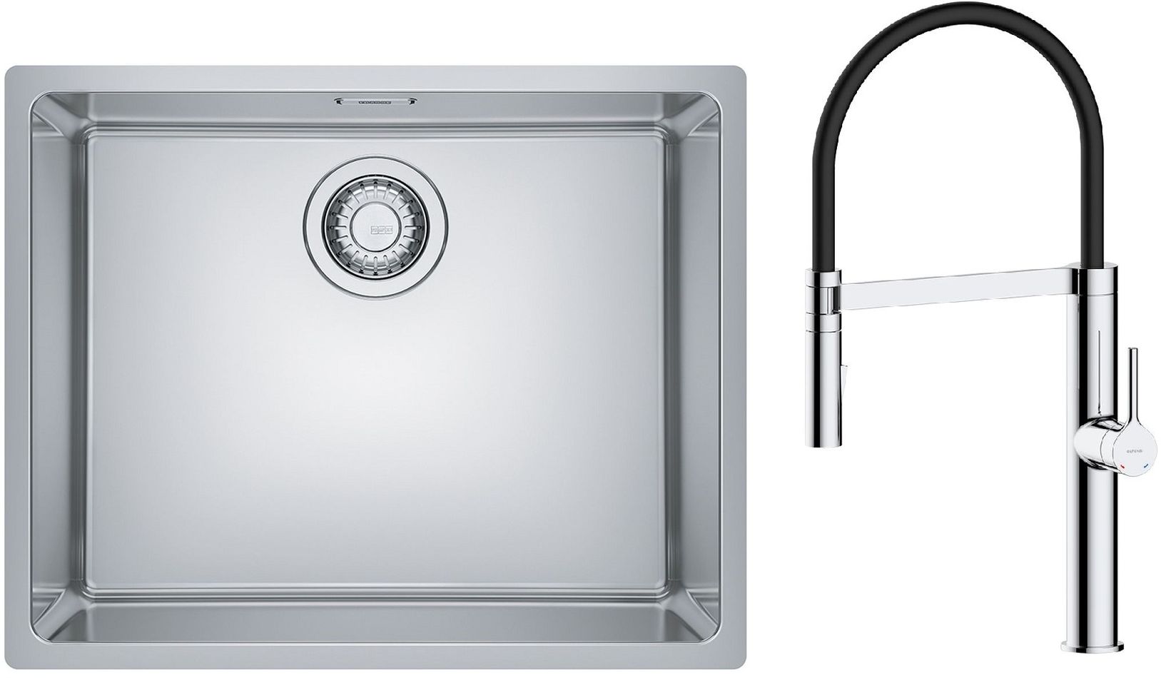 Conjunto fregadero de acero Franke Maris 122.0525.271, grifo de cocina Oltens Borga 35207100