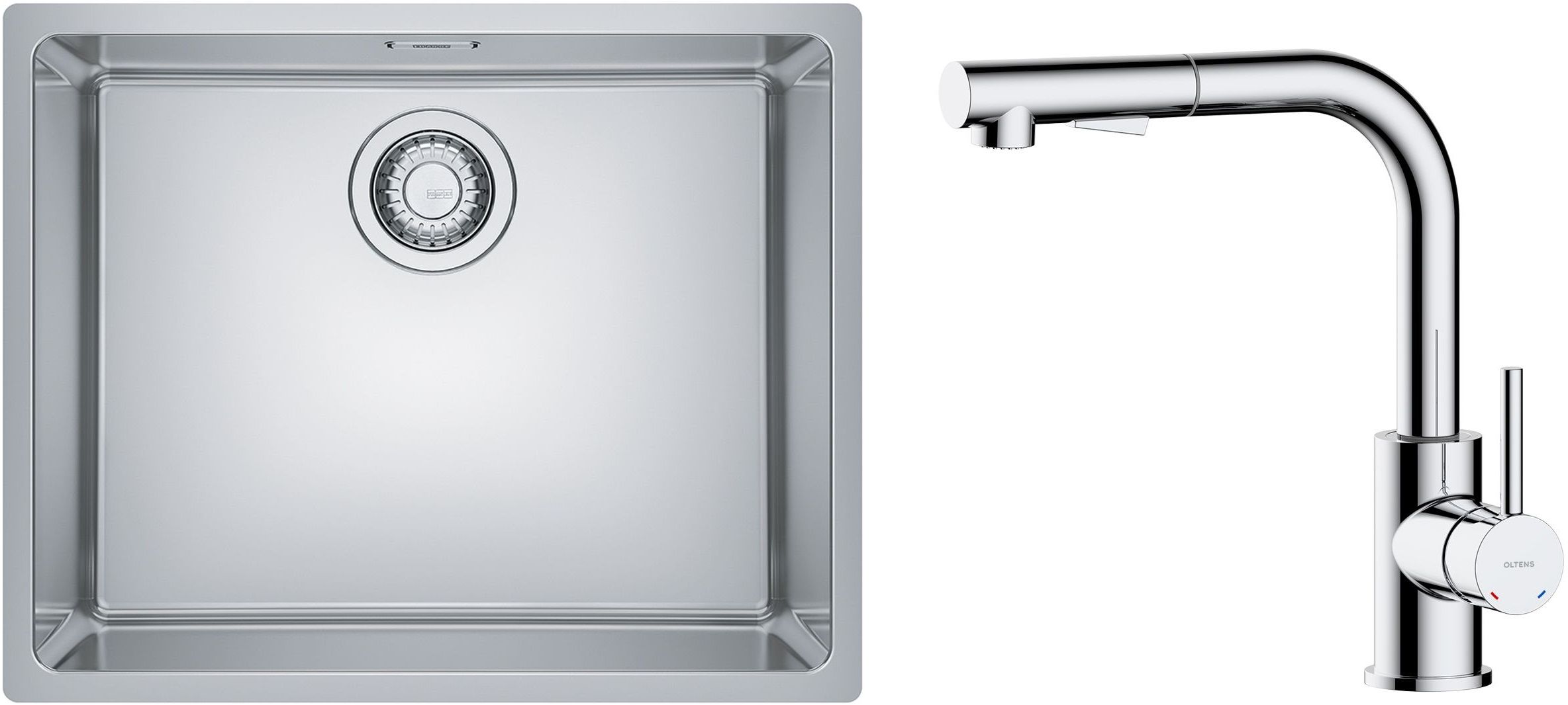 Conjunto fregadero de acero Franke Maris 122.0525.271, grifo de cocina Oltens Myvat 35205100