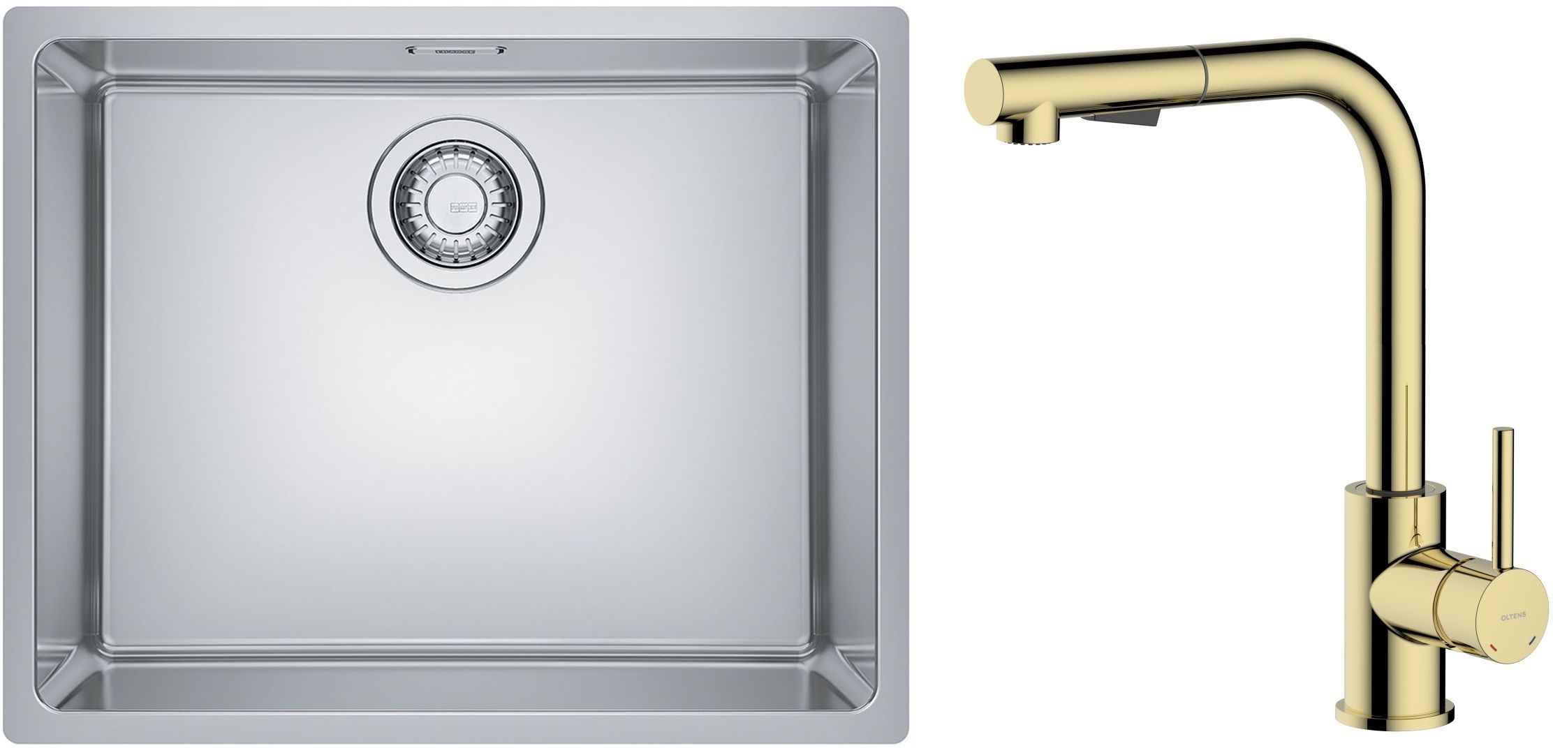 Conjunto fregadero de acero Franke Maris 122.0525.271, grifo de cocina Oltens Myvat 35205800