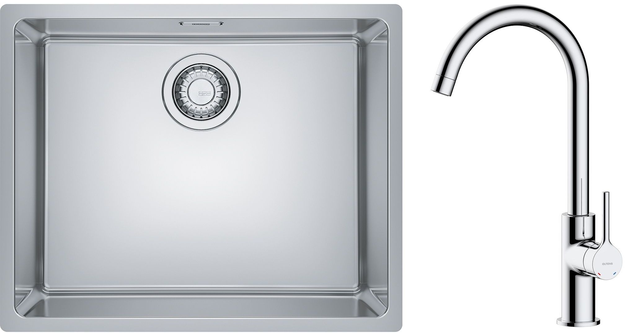 Conjunto fregadero de acero Franke Maris 122.0525.271, grifo de cocina Oltens Skafta 35206100