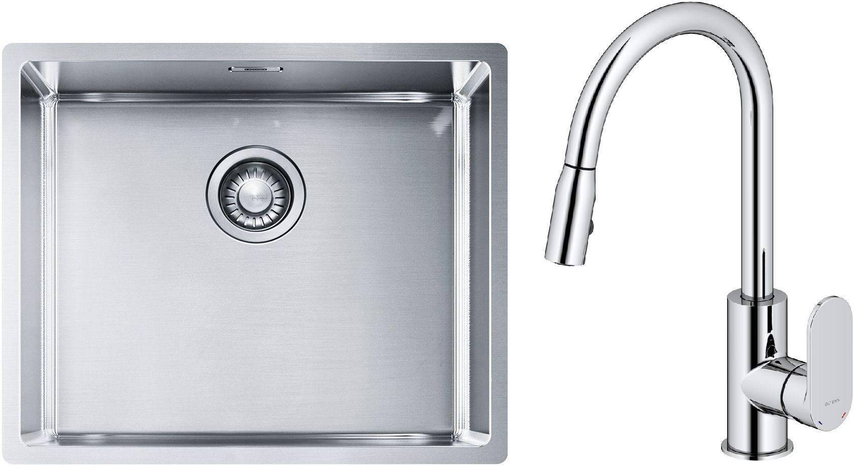 Conjunto fregadero de acero Franke Box 127.0453.656, grifo de cocina Oltens Lista 35202100
