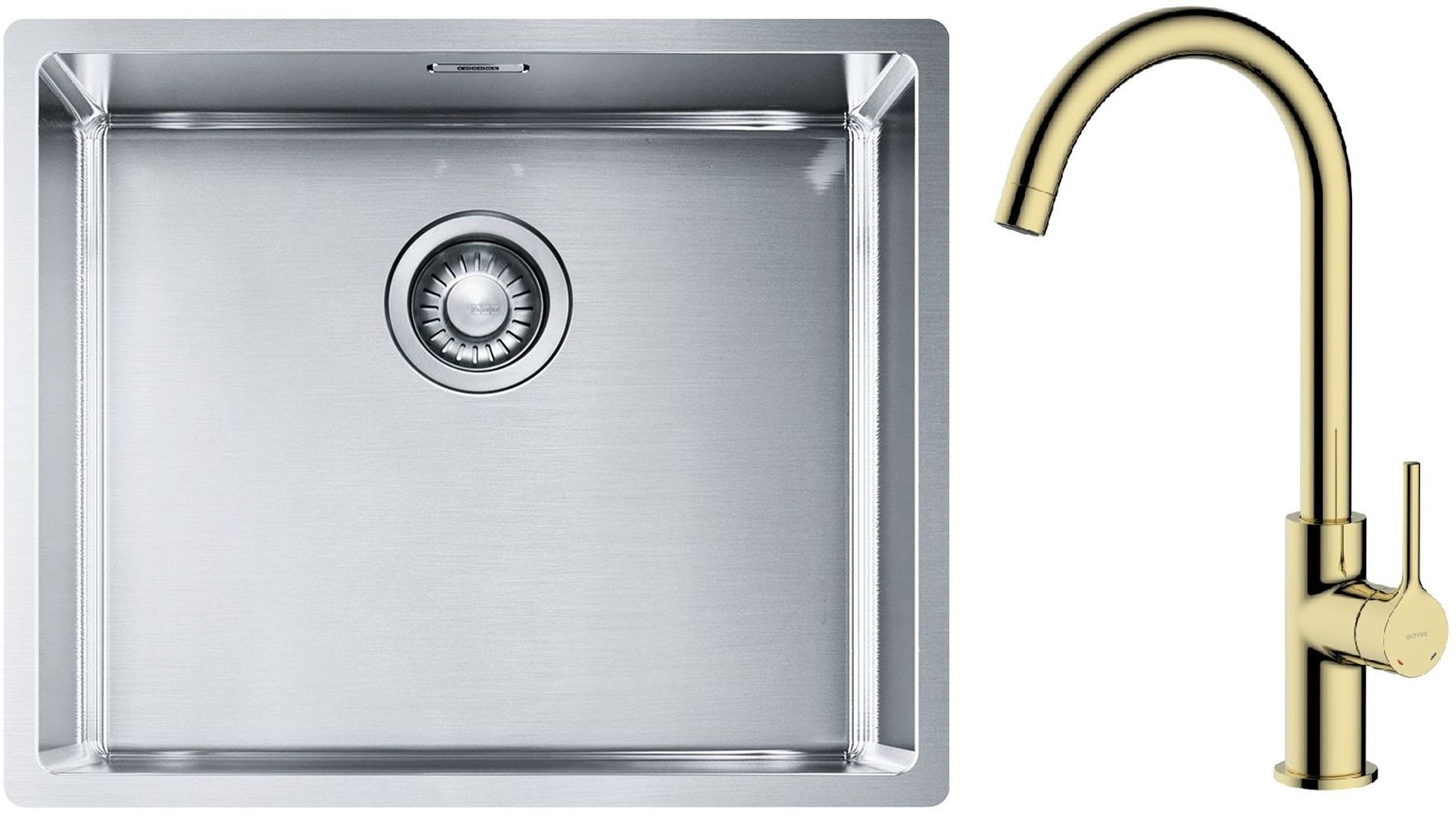 Conjunto fregadero de acero Franke Box 127.0453.656, grifo de cocina Oltens Skafta 35206800