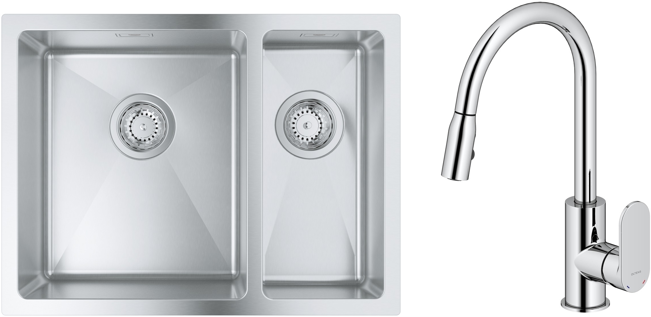 Conjunto fregadero de acero Grohe K700 31577SD1, grifo de cocina Oltens Lista 35202100