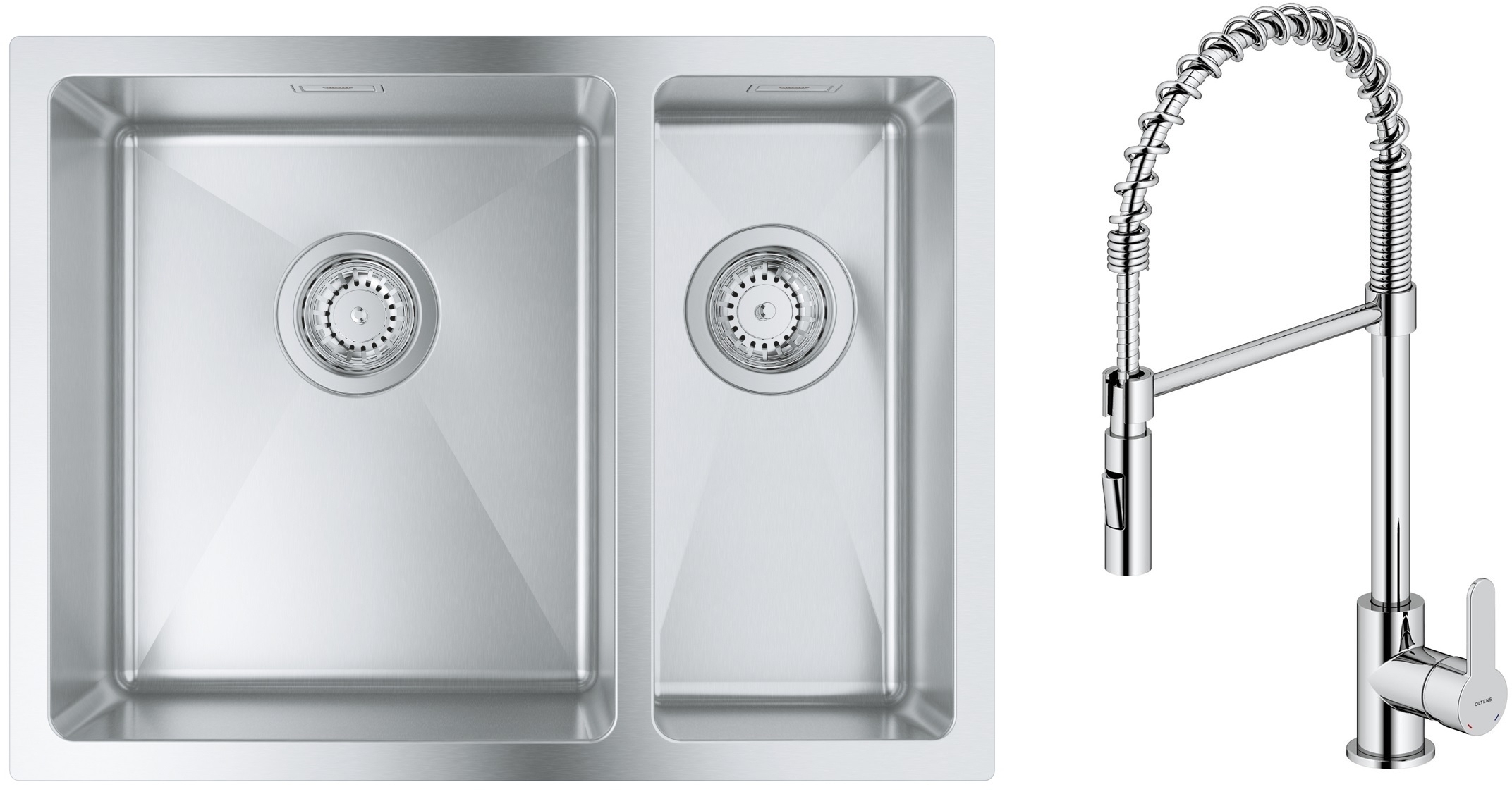 Conjunto fregadero de acero Grohe K700 31577SD1, grifo de cocina Oltens Duf 35203100