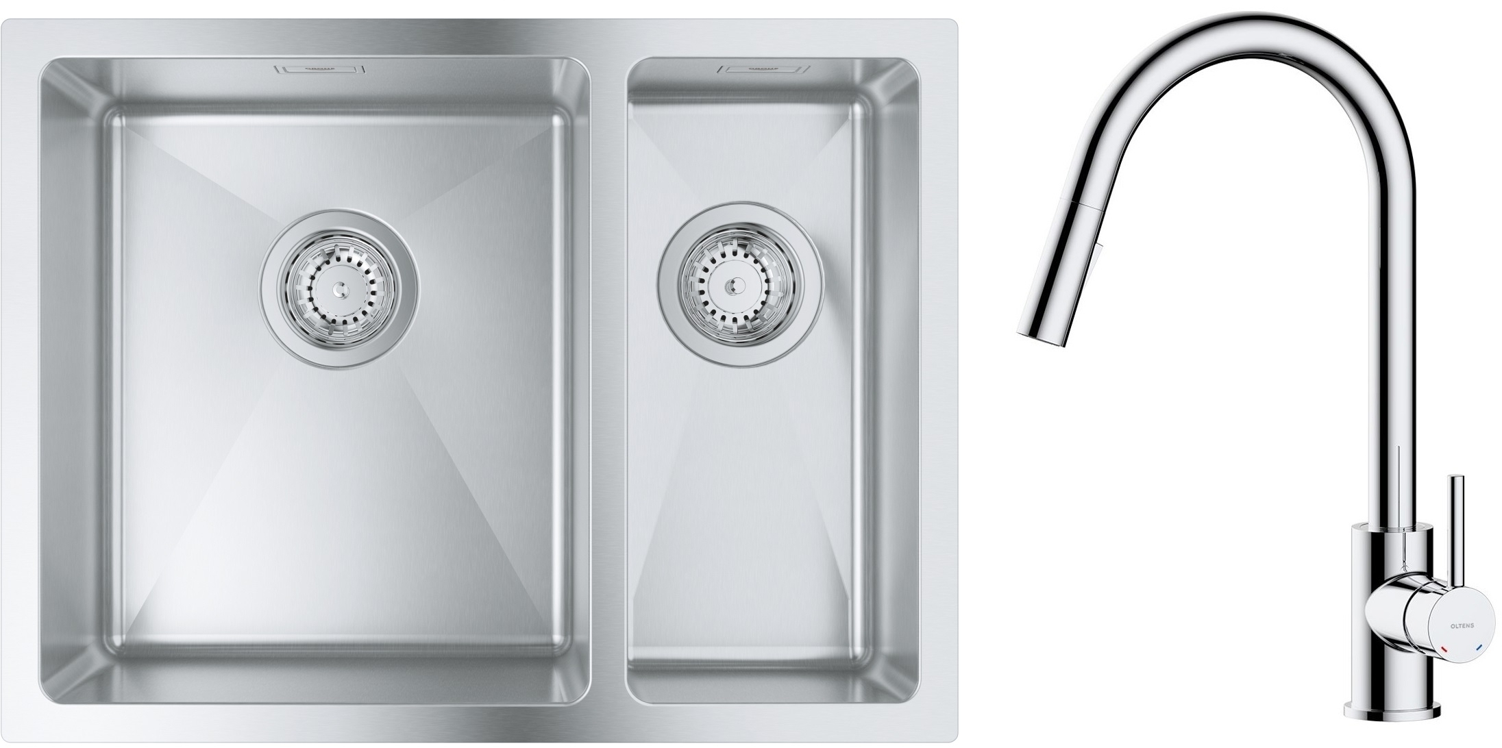 Conjunto fregadero de acero Grohe K700 31577SD1, grifo de cocina Oltens Litla 35204100