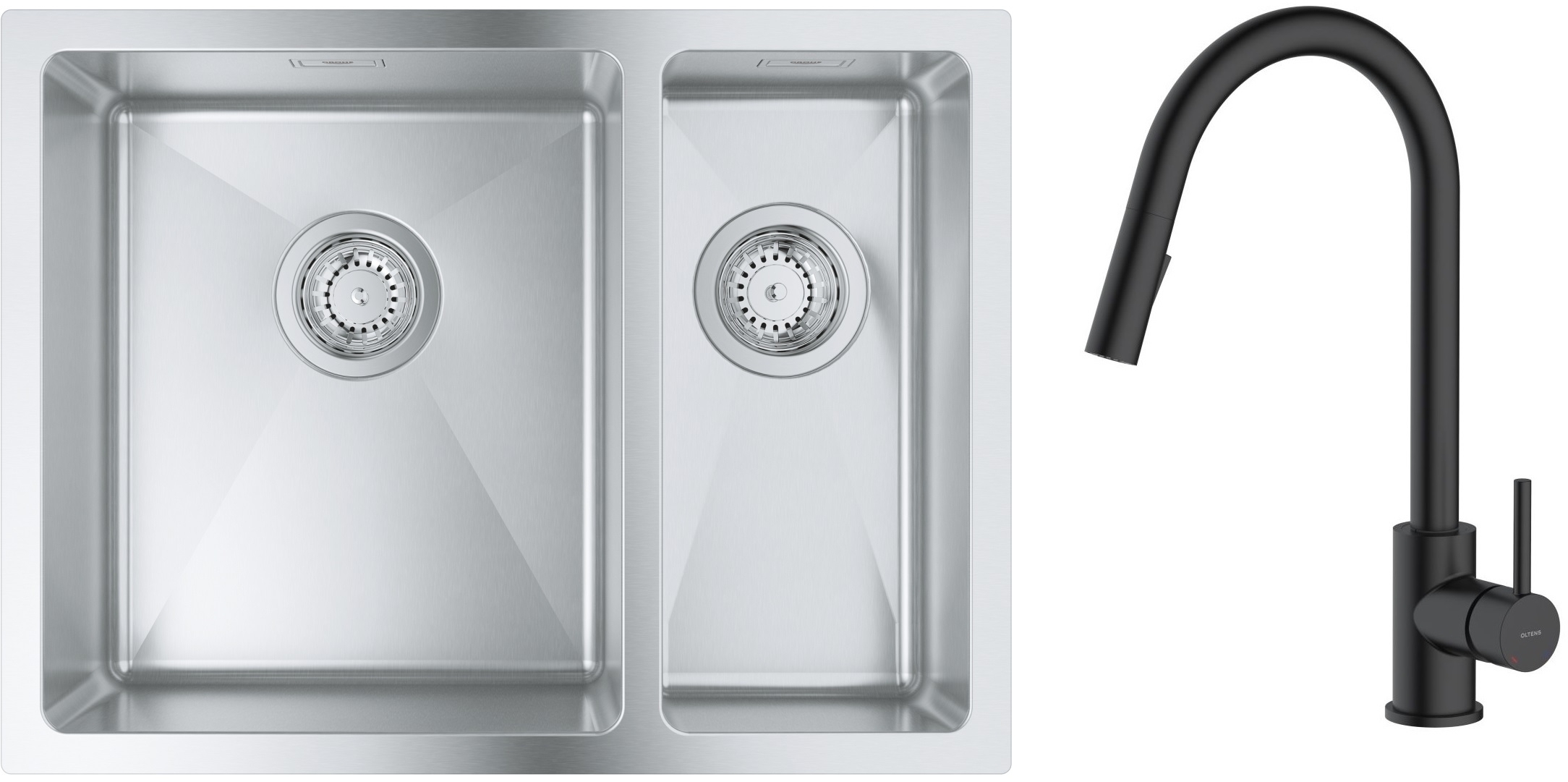 Conjunto fregadero de acero Grohe K700 31577SD1, grifo de cocina Oltens Litla 35204300