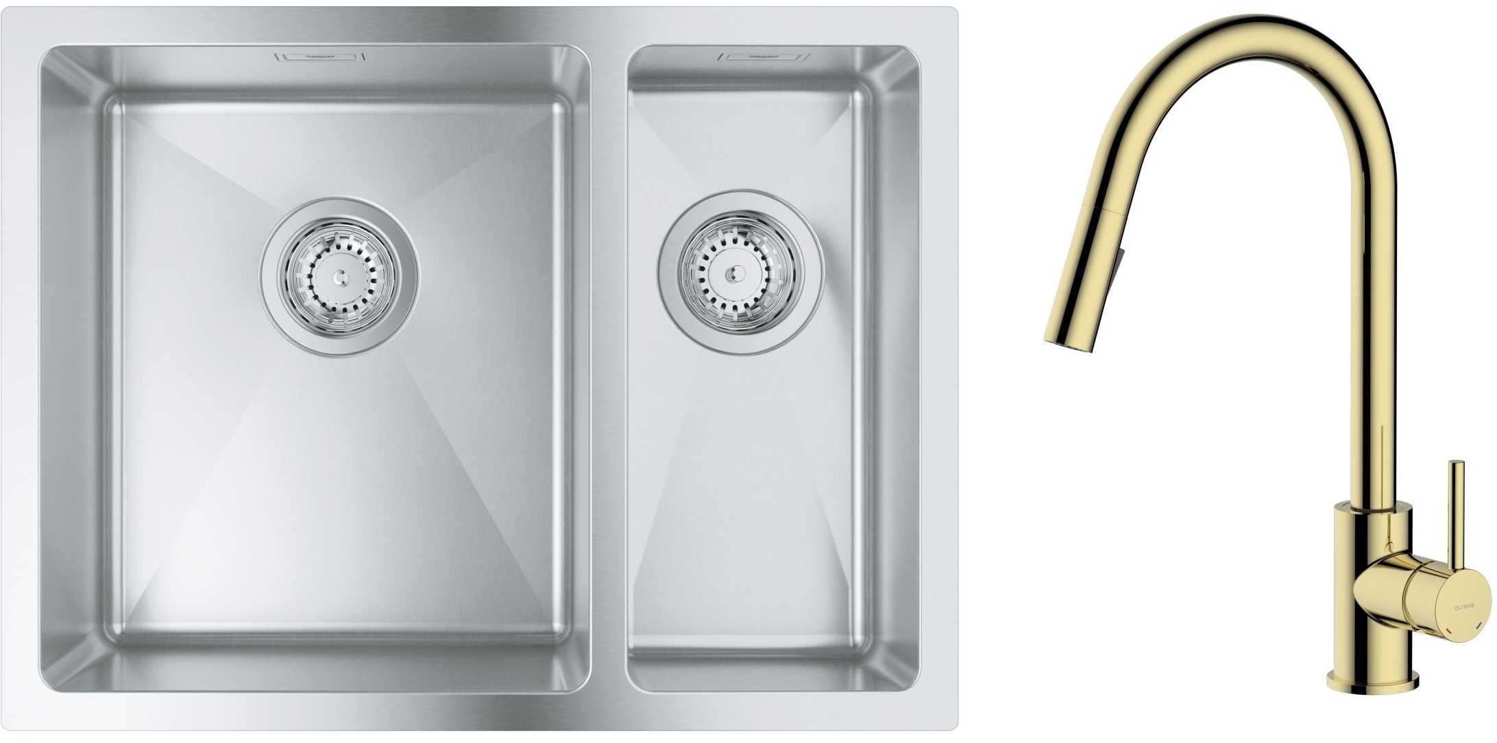 Conjunto fregadero de acero Grohe K700 31577SD1, grifo de cocina Oltens Litla 35204800