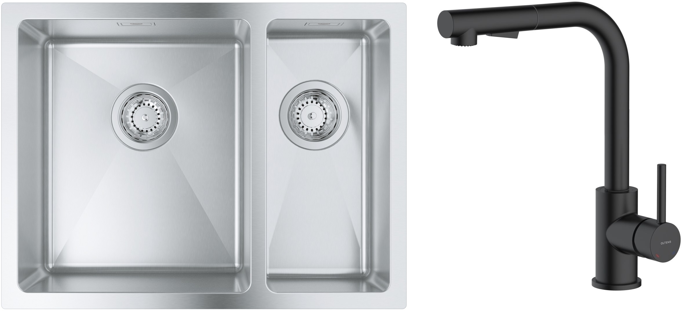 Conjunto fregadero de acero Grohe K700 31577SD1, grifo de cocina Oltens Myvat 35205300