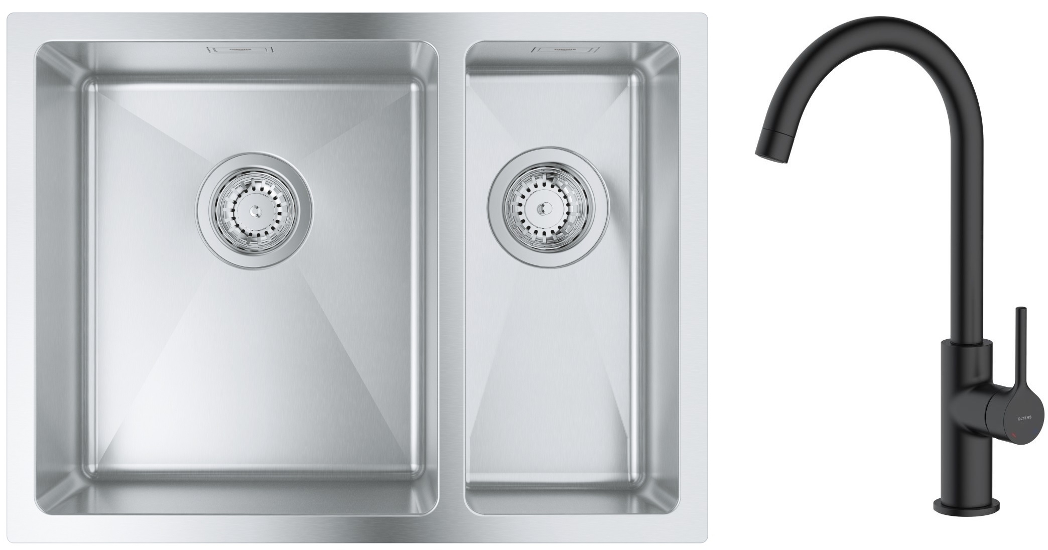 Conjunto fregadero de acero Grohe K700 31577SD1, grifo de cocina Oltens Skafta 35206300