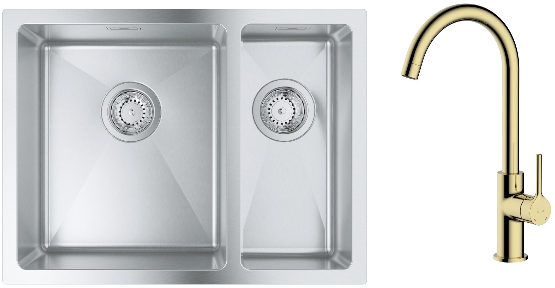 Conjunto fregadero de acero Grohe K700 31577SD1, grifo de cocina Oltens Skafta 35206800