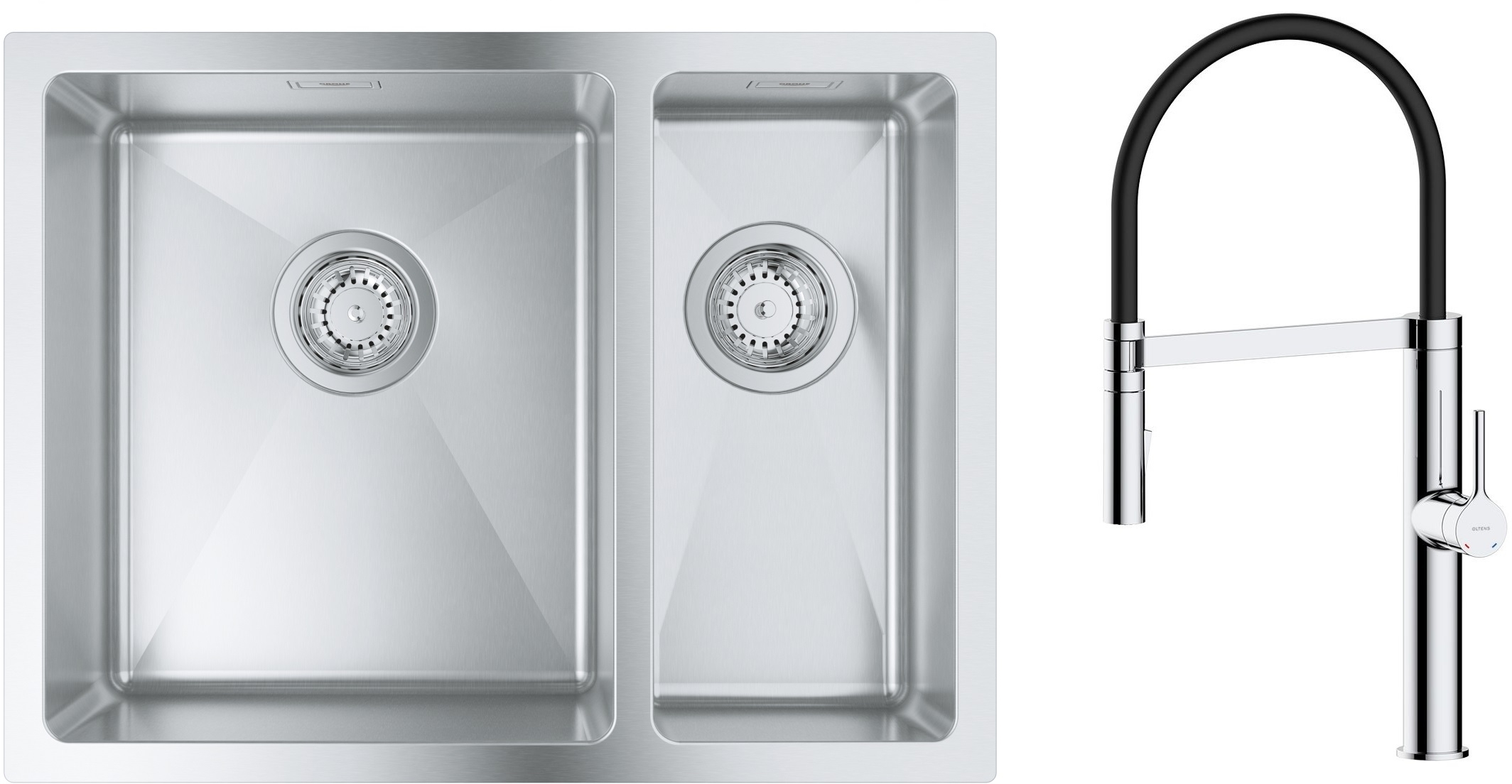 Conjunto fregadero de acero Grohe K700 31577SD1, grifo de cocina Oltens Borga 35207100