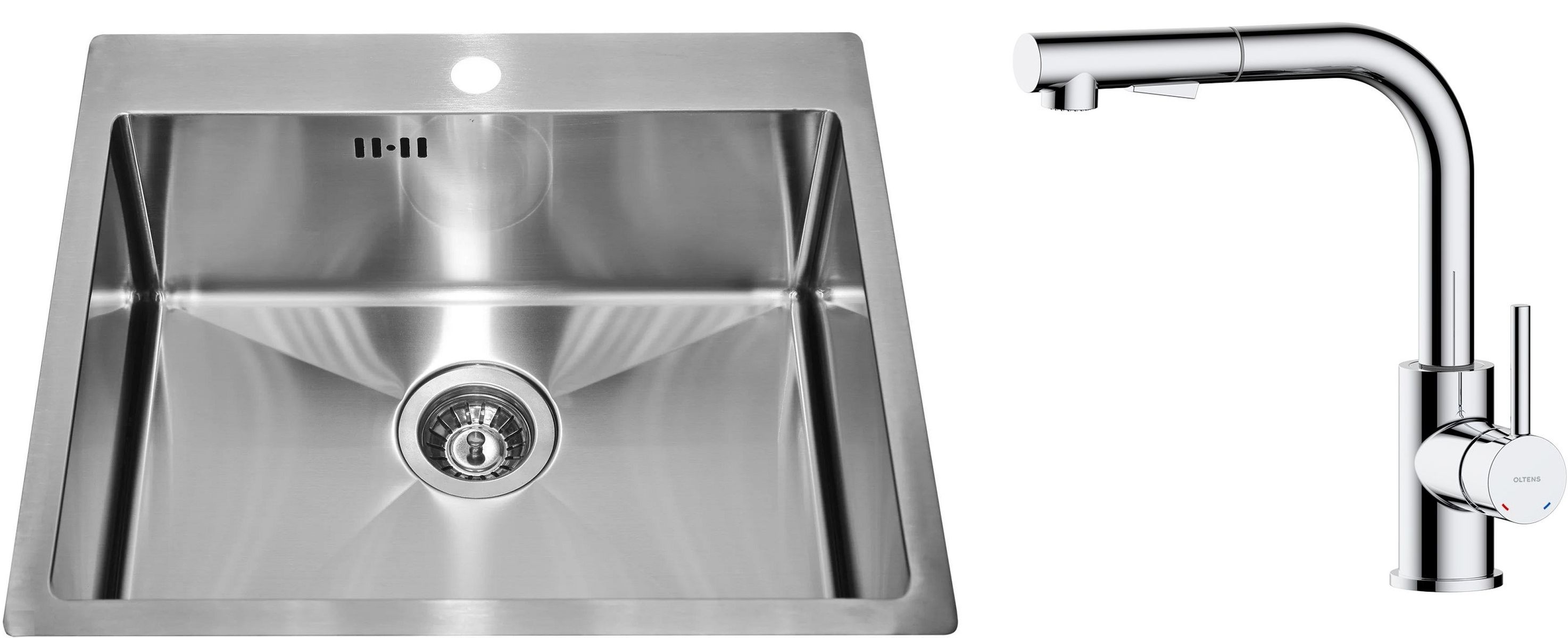 Conjunto fregadero de acero Alveus Concept 1124382, grifo de cocina Oltens Myvat 35205100