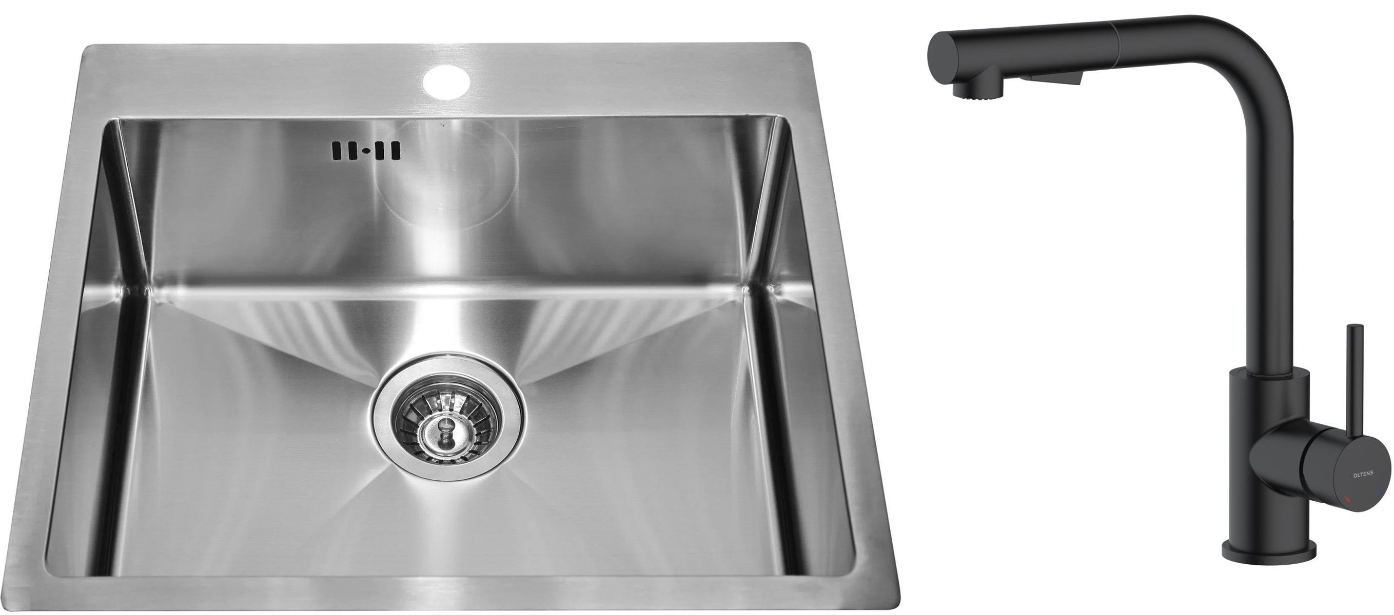 Conjunto fregadero de acero Genesis Concept 1124382, grifo de cocina Oltens Myvat 35205300