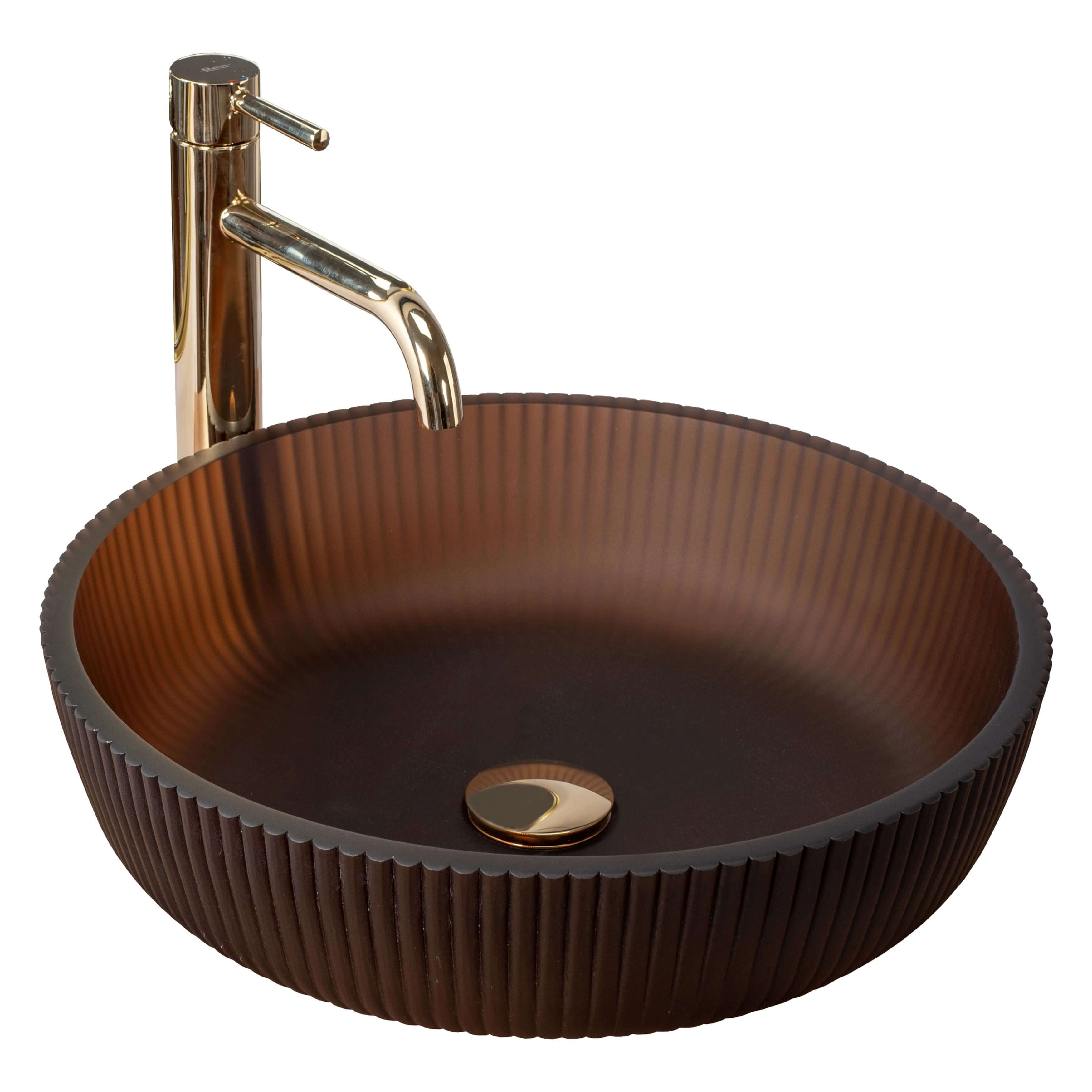 Rea Jodi lavabo 42x42 cm circular sobre encimera marrón/beige mate REA-U0273