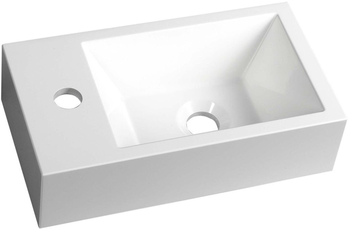 Sapho Small lavabo 40x22 cm rectangular clásico-para mueble-sobre encimera blanco AR400